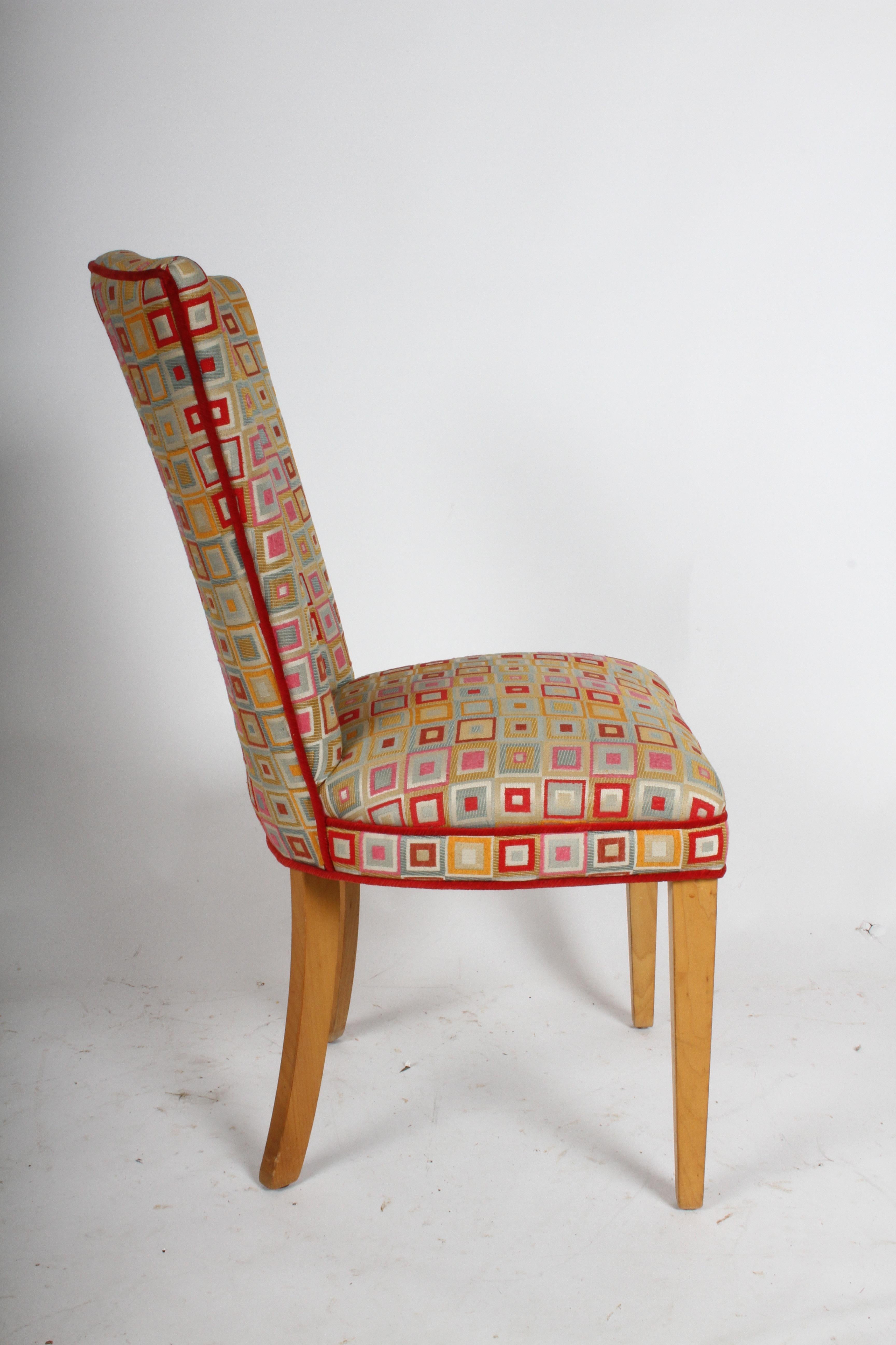Pair of Mid-Century Modern Colorful High Back Dining or Occasional Chairs -  For Sale 1
