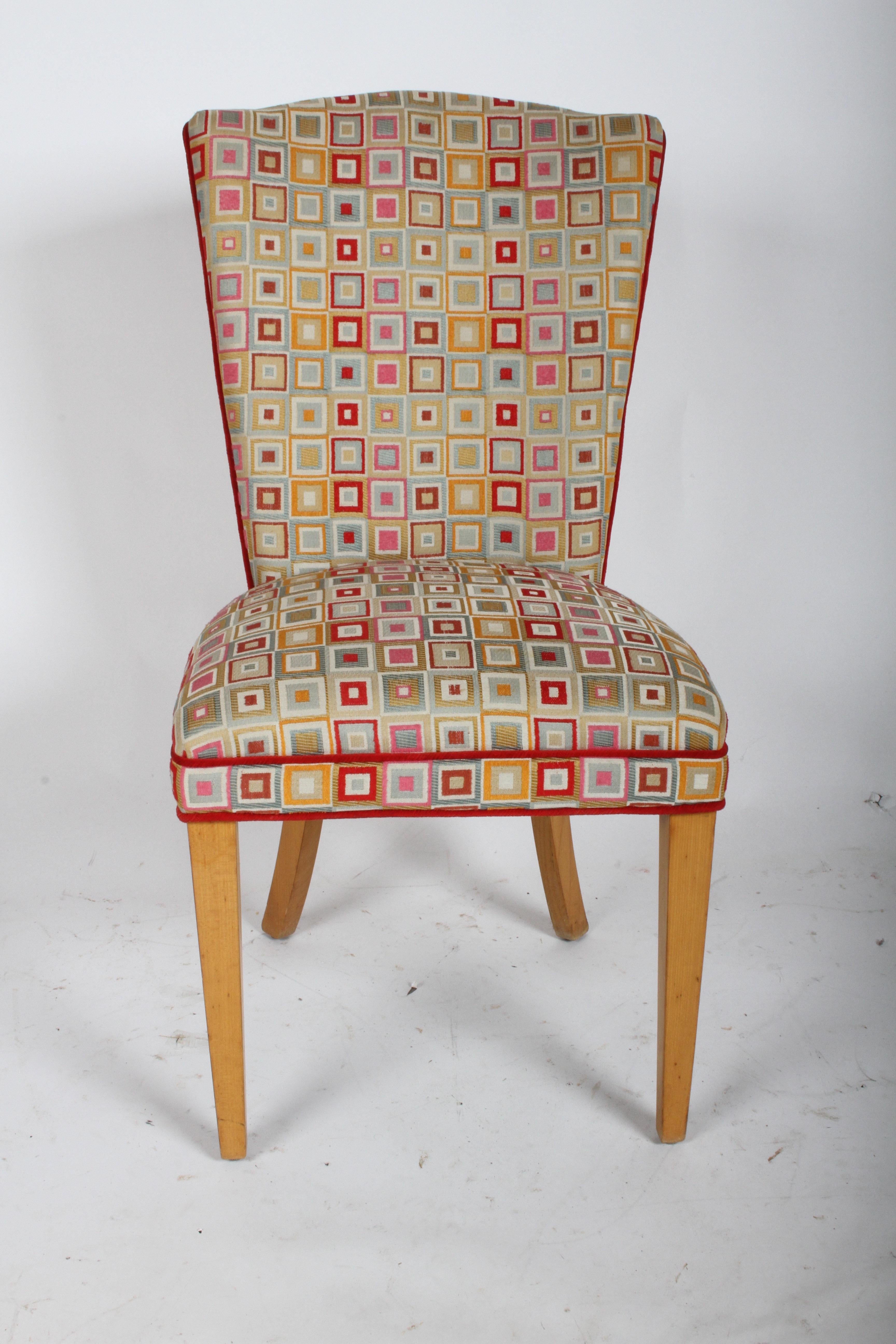 Pair of Mid-Century Modern Colorful High Back Dining or Occasional Chairs -  For Sale 2