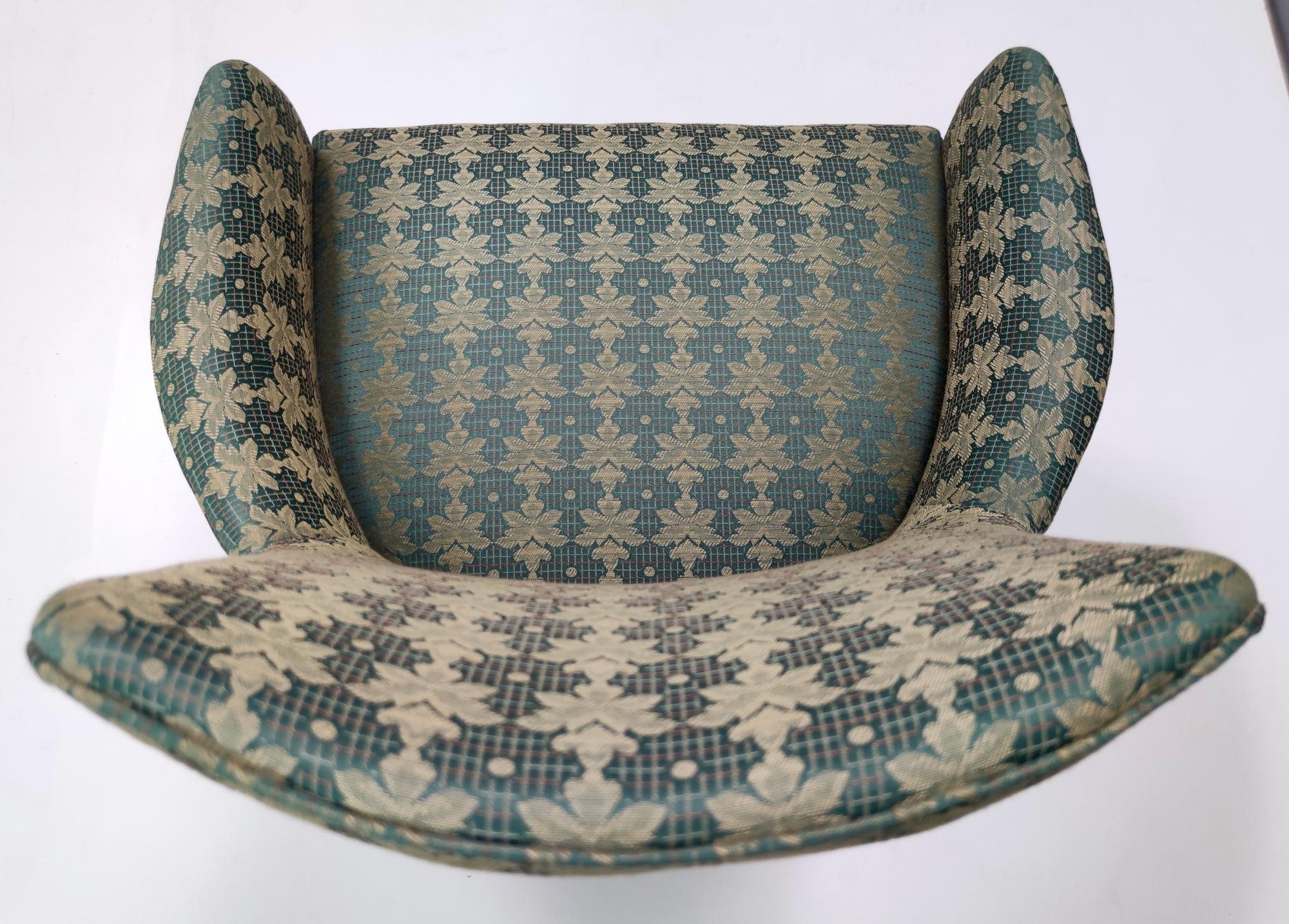Paire de fauteuils vintage de haute qualité en tissu vert et hêtre, Italie en vente 3