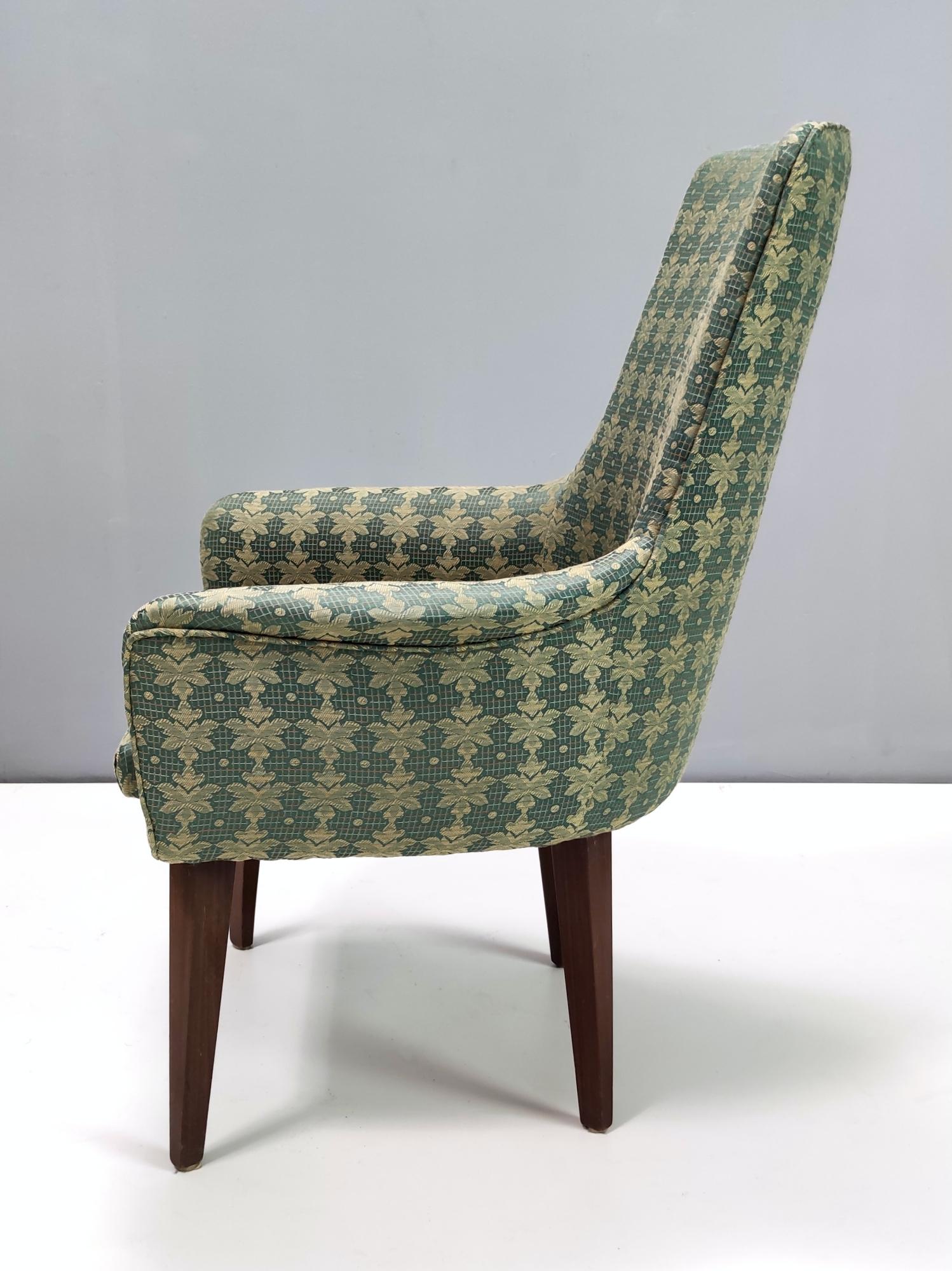 Pair of Vintage High-Quality Green Fabric and Beech Armchairs, Italy For Sale 2