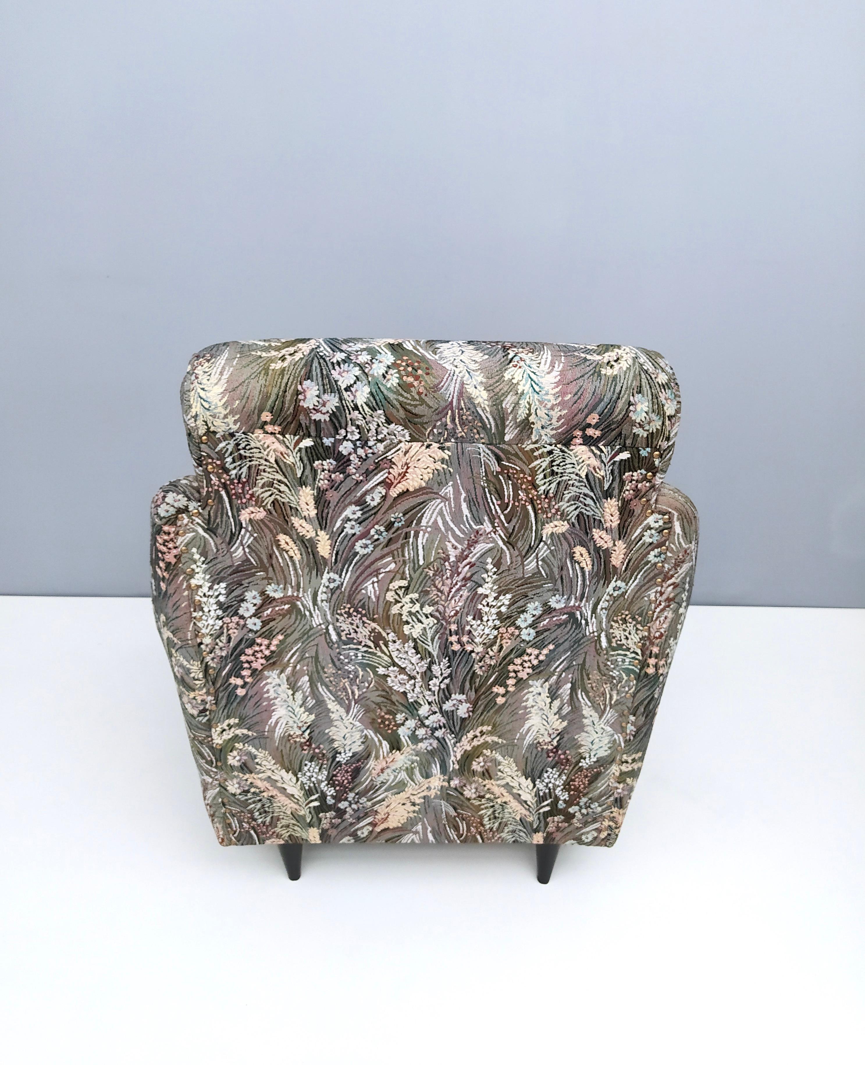 Mid-20th Century Pair of Vintage High-Quality Patterned Fabric Armchairs, Italy For Sale