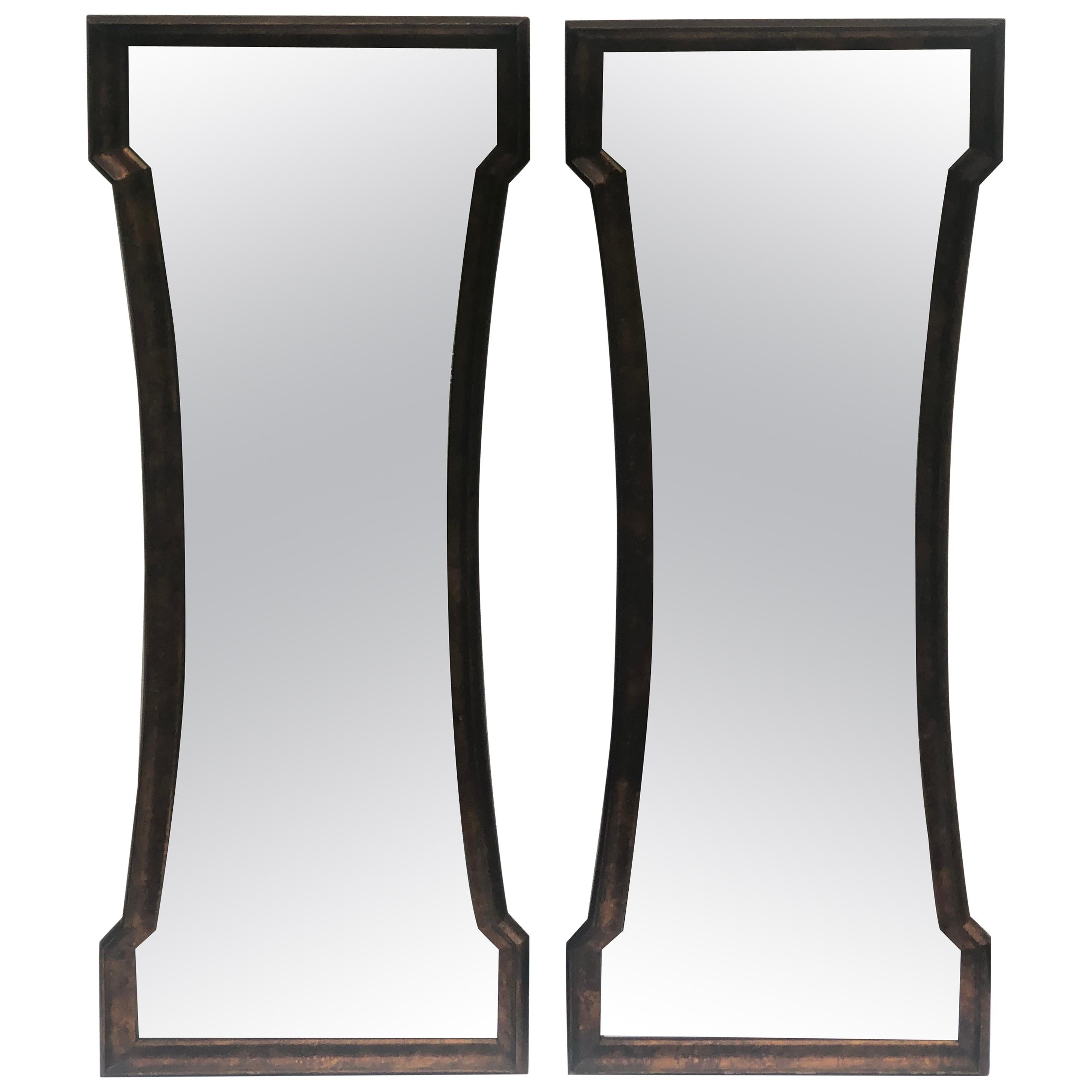 Pair of Mid Century Hourglass Mirrors attributed to Weiman For Sale