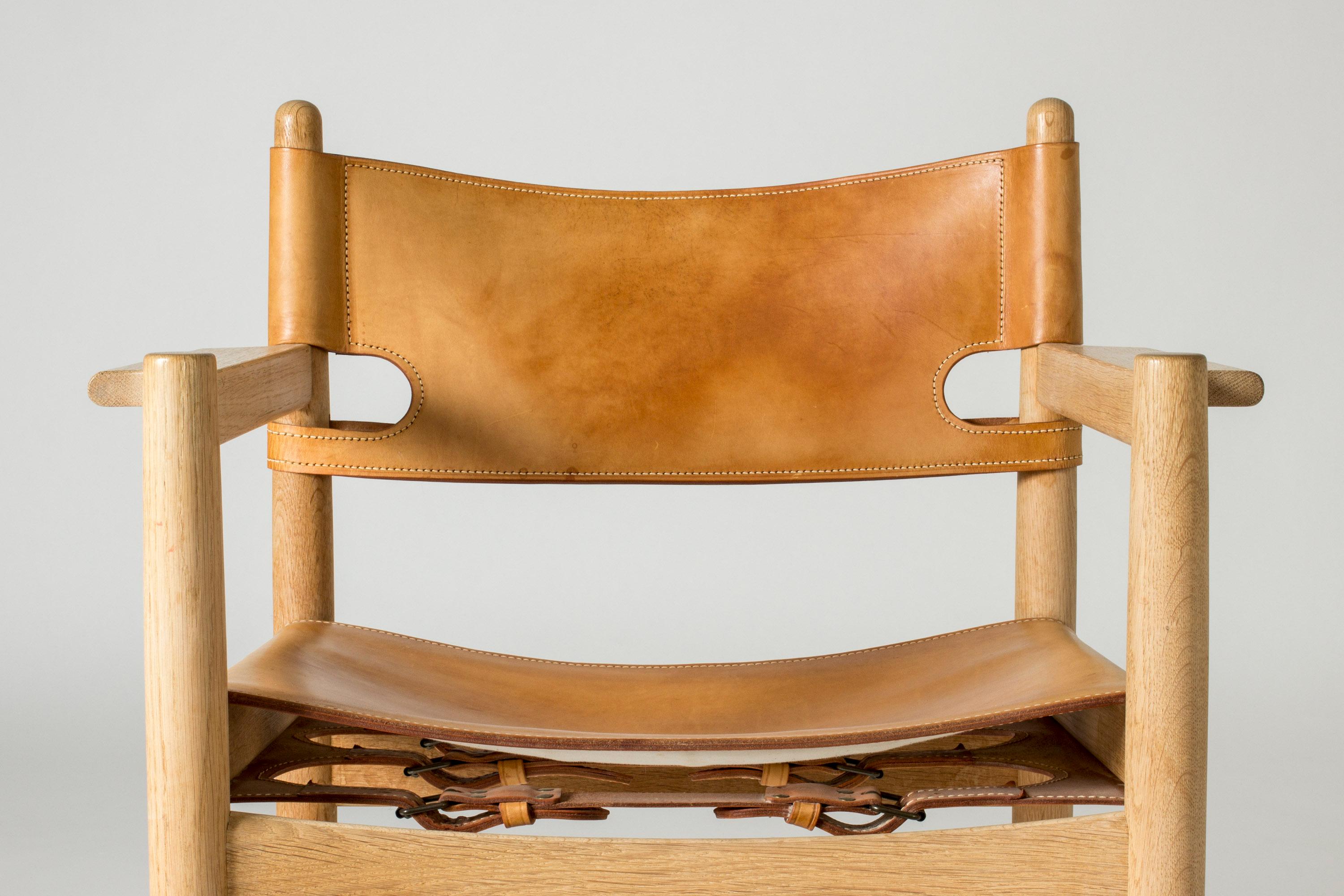 Leather Pair of Midcentury Hunting Chairs by Børge Mogensen, Fredericia, Denmark, 1960s
