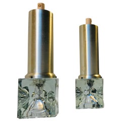Pair of Midcentury Ice Cube Pendant Lamps by Peill & Putzler, 1960s