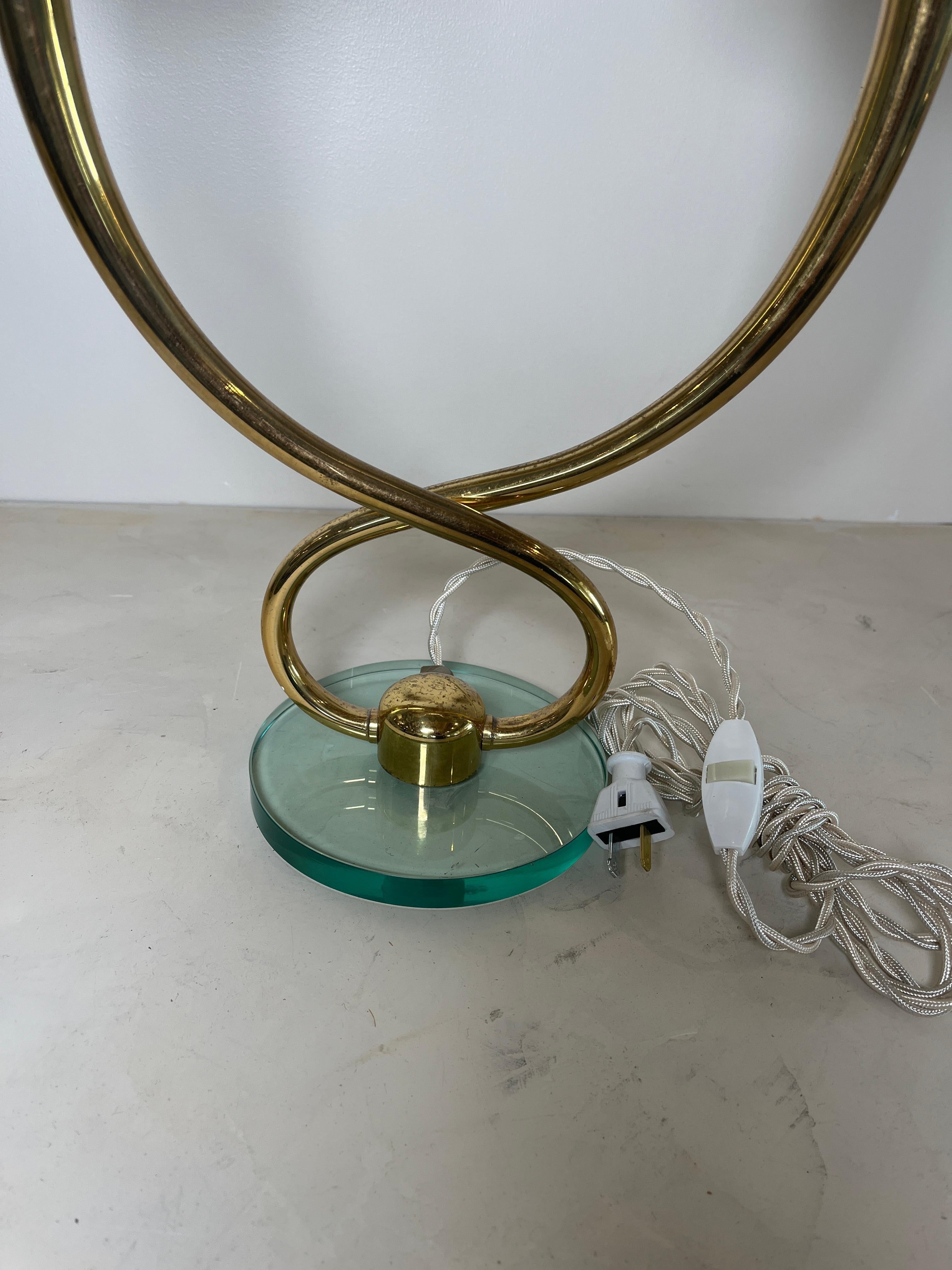 Pair of Mid-Century Italian 2-Light Polished Brass Table Lamps 5