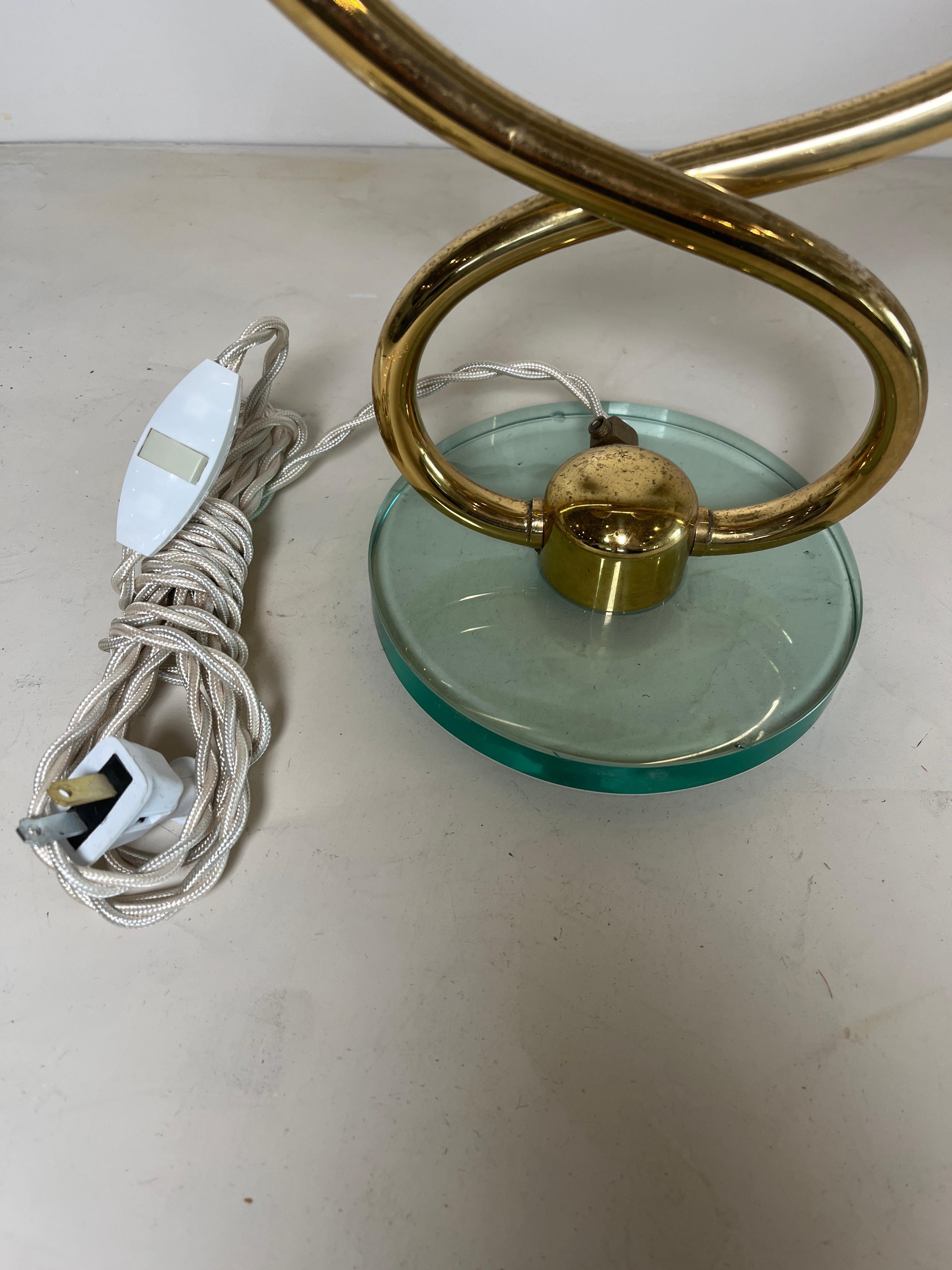 Pair of Mid-Century Italian 2-Light Polished Brass Table Lamps 1