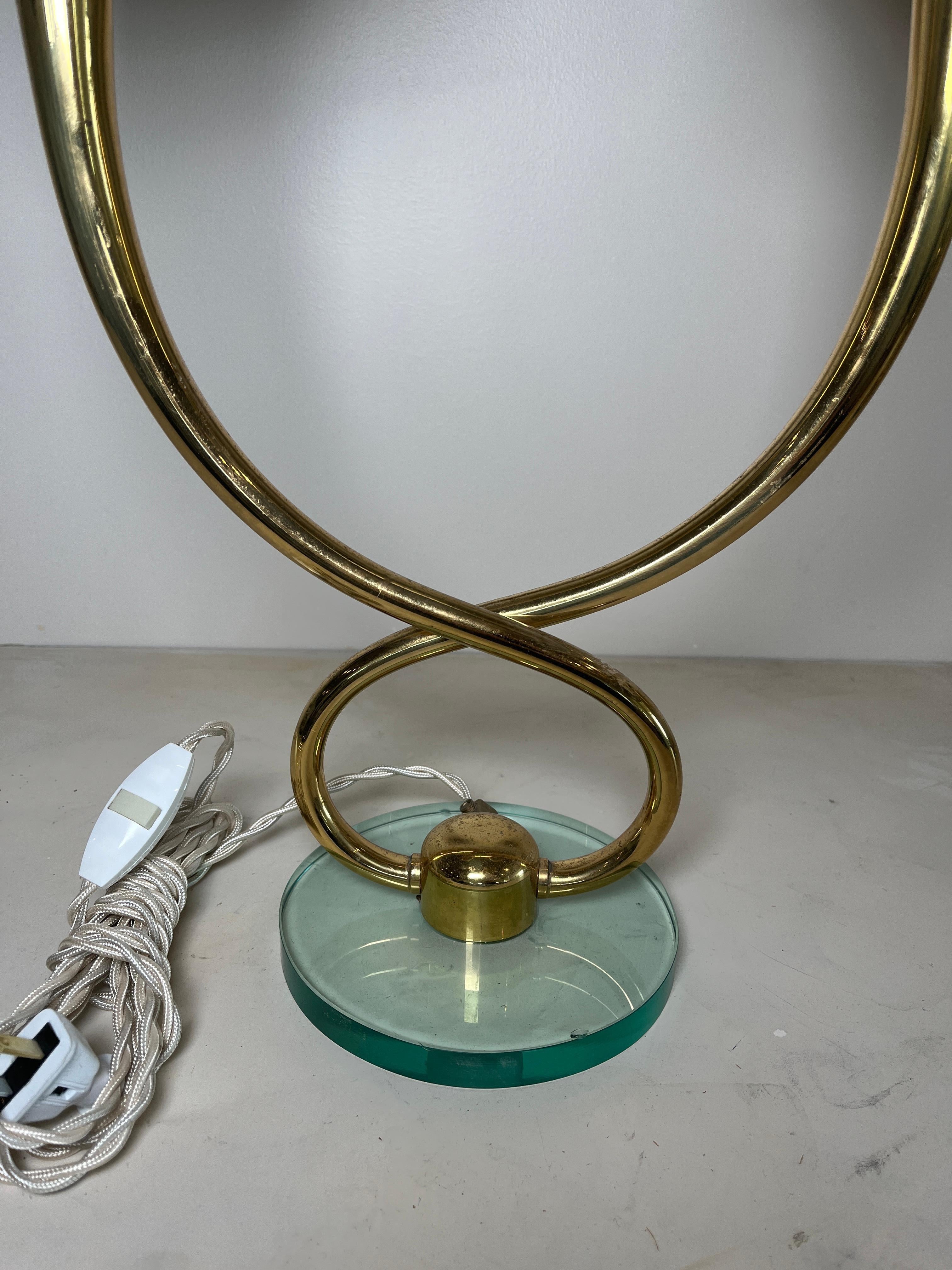 Pair of Mid-Century Italian 2-Light Polished Brass Table Lamps 2