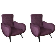 Pair of Midcentury Italian Armchairs in the Style of Marco Zanuso Refinished