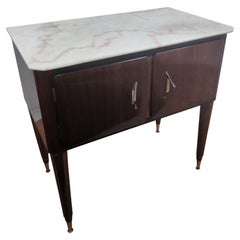 Pair of Mid-Century Italian Art Deco Nightstands Bedside Tables White Marble Top