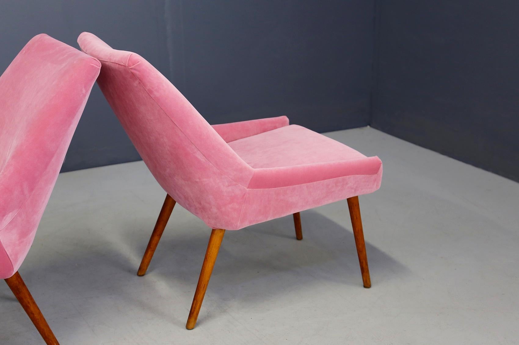 Pair of Midcentury Italian Attributed by Carlo Pagani in Pink Velvet, 1950s 2