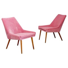 Vintage Pair of Midcentury Italian Attributed by Carlo Pagani in Pink Velvet, 1950s