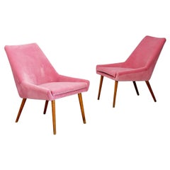 Pair of Midcentury Italian Attributed by Carlo Pagani in Pink Velvet, 1950s