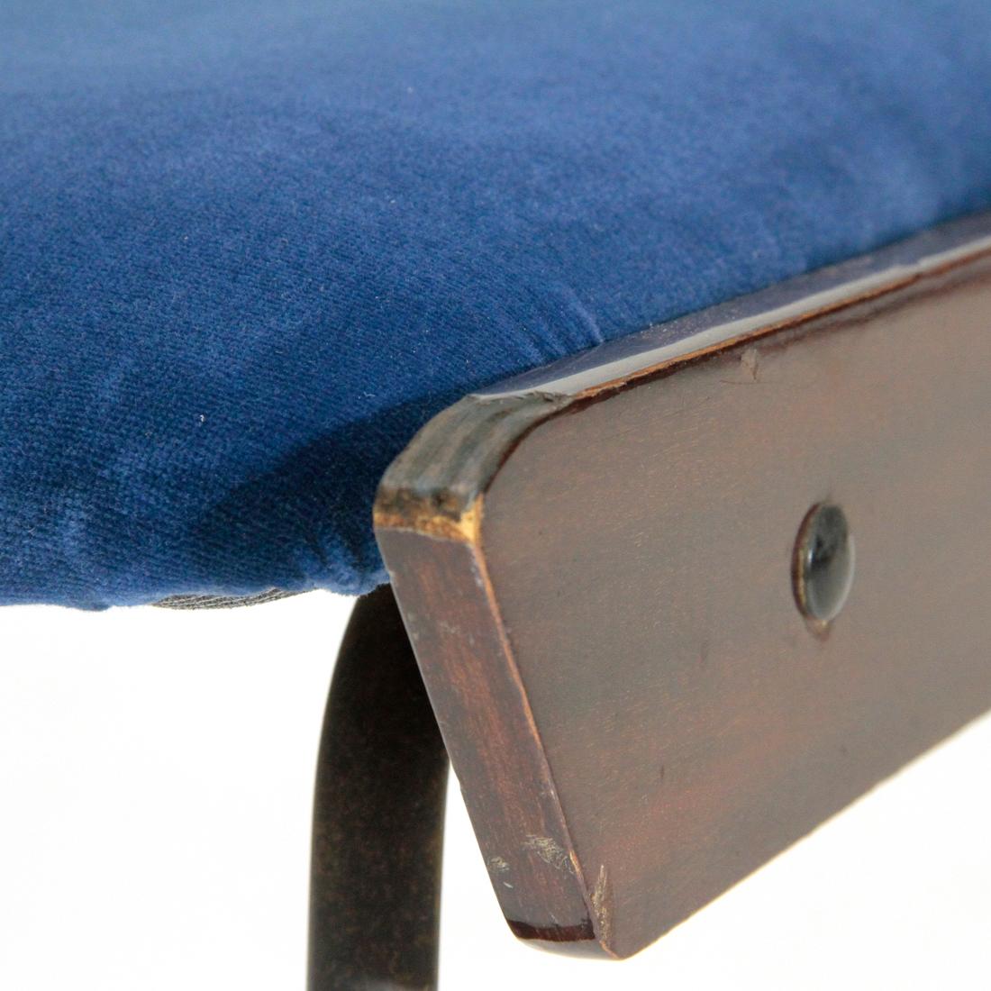 Pair of Midcentury Italian Blue Velvet Dining Chair by RB Rossana, 1950s For Sale 4