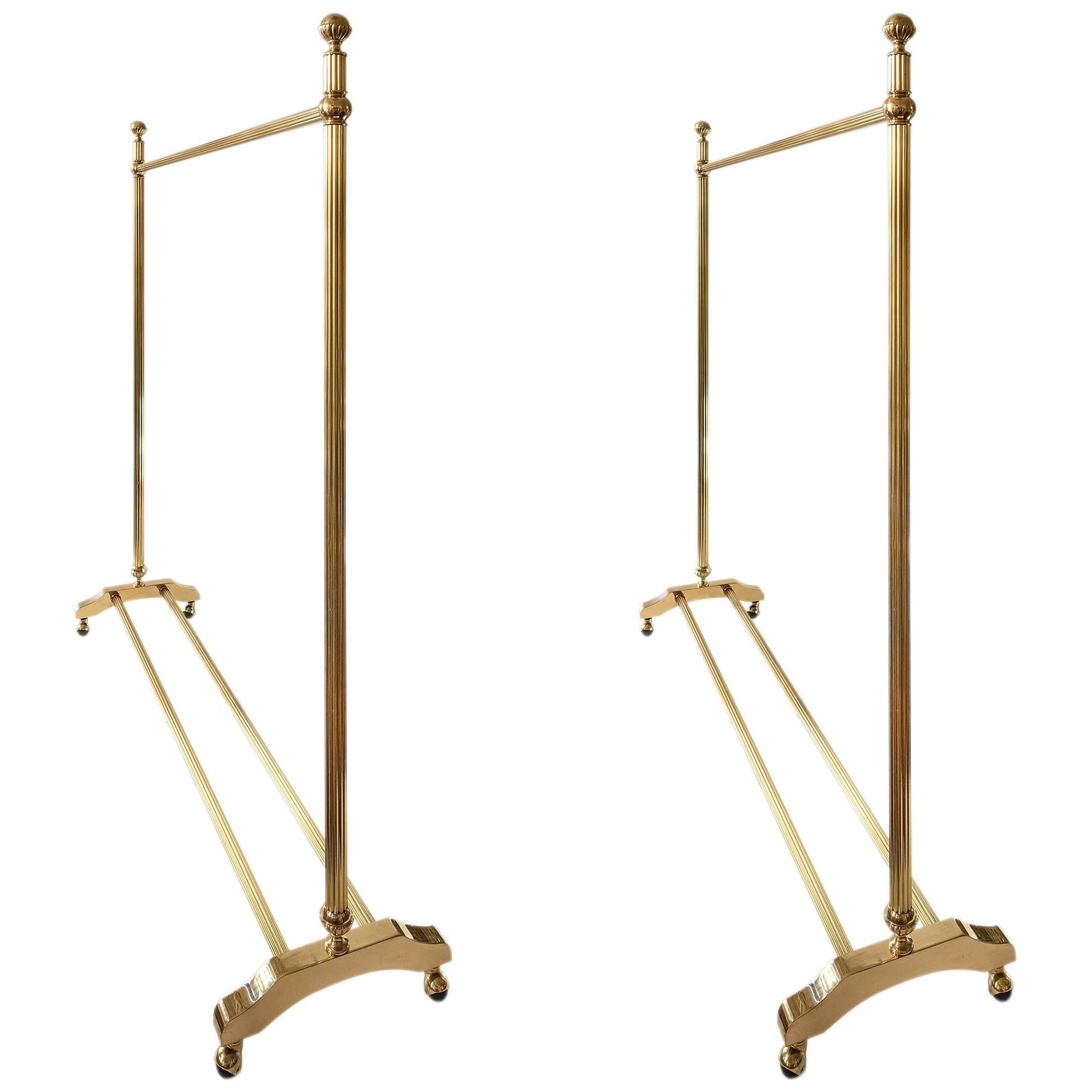 Pair of Midcentury Italian Brass Coat/Clothes Rack Stand