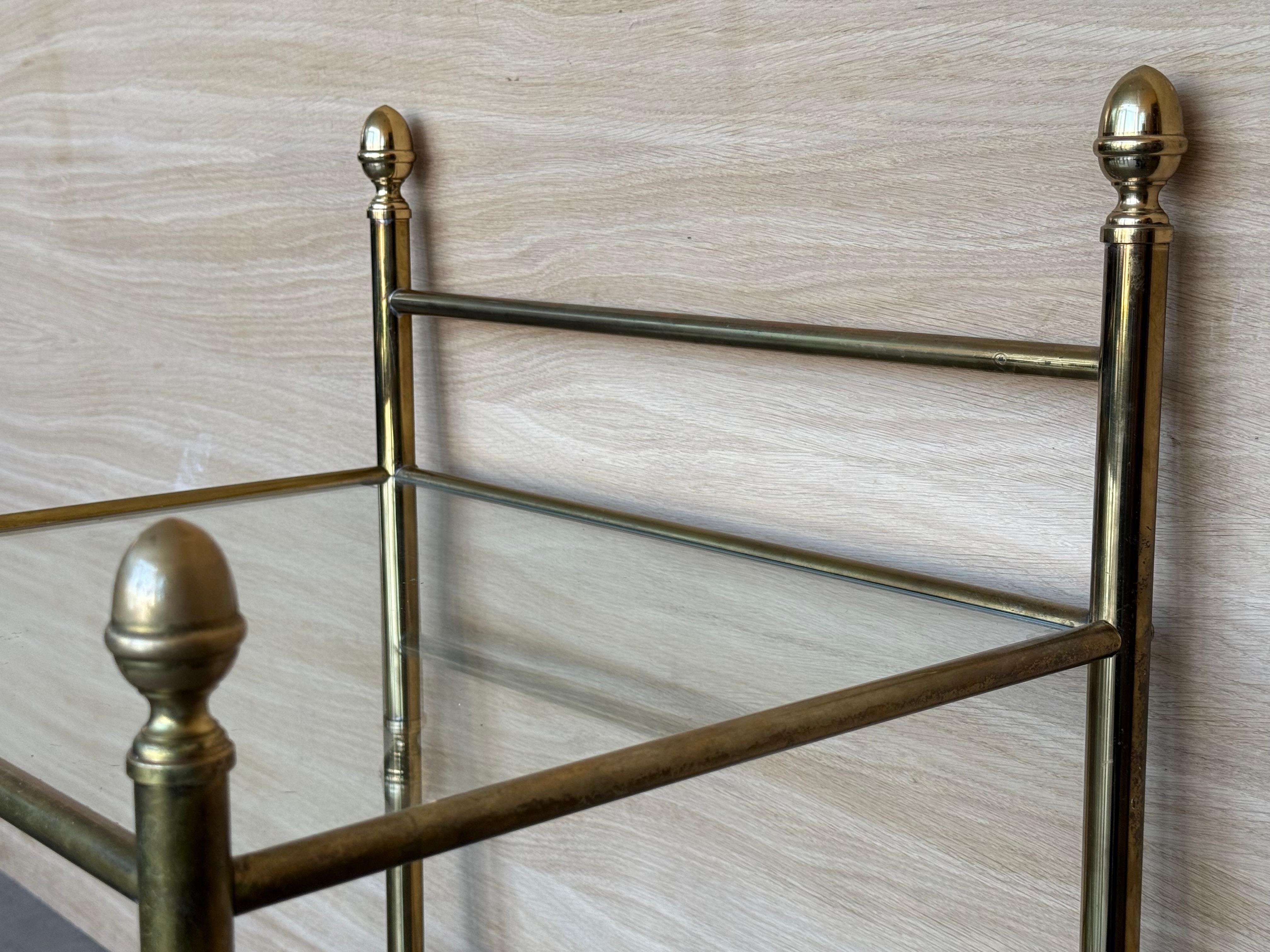 Pair of Midcentury Italian Bronze and Glass with Nightstands with Crest For Sale 2