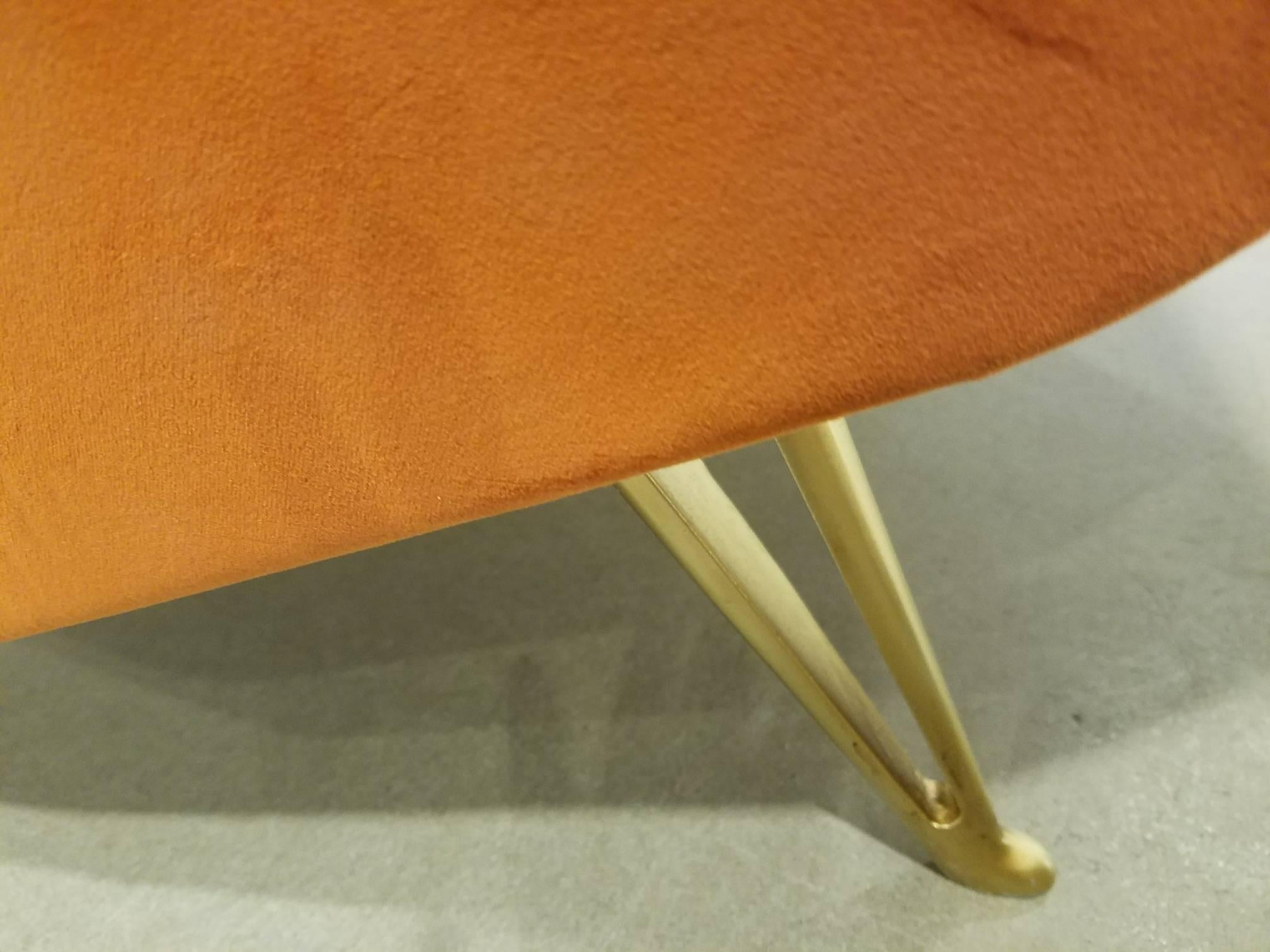 Pair of Midcentury Italian Burnt Orange Tall Lounge Chairs Attributed to ISA 1