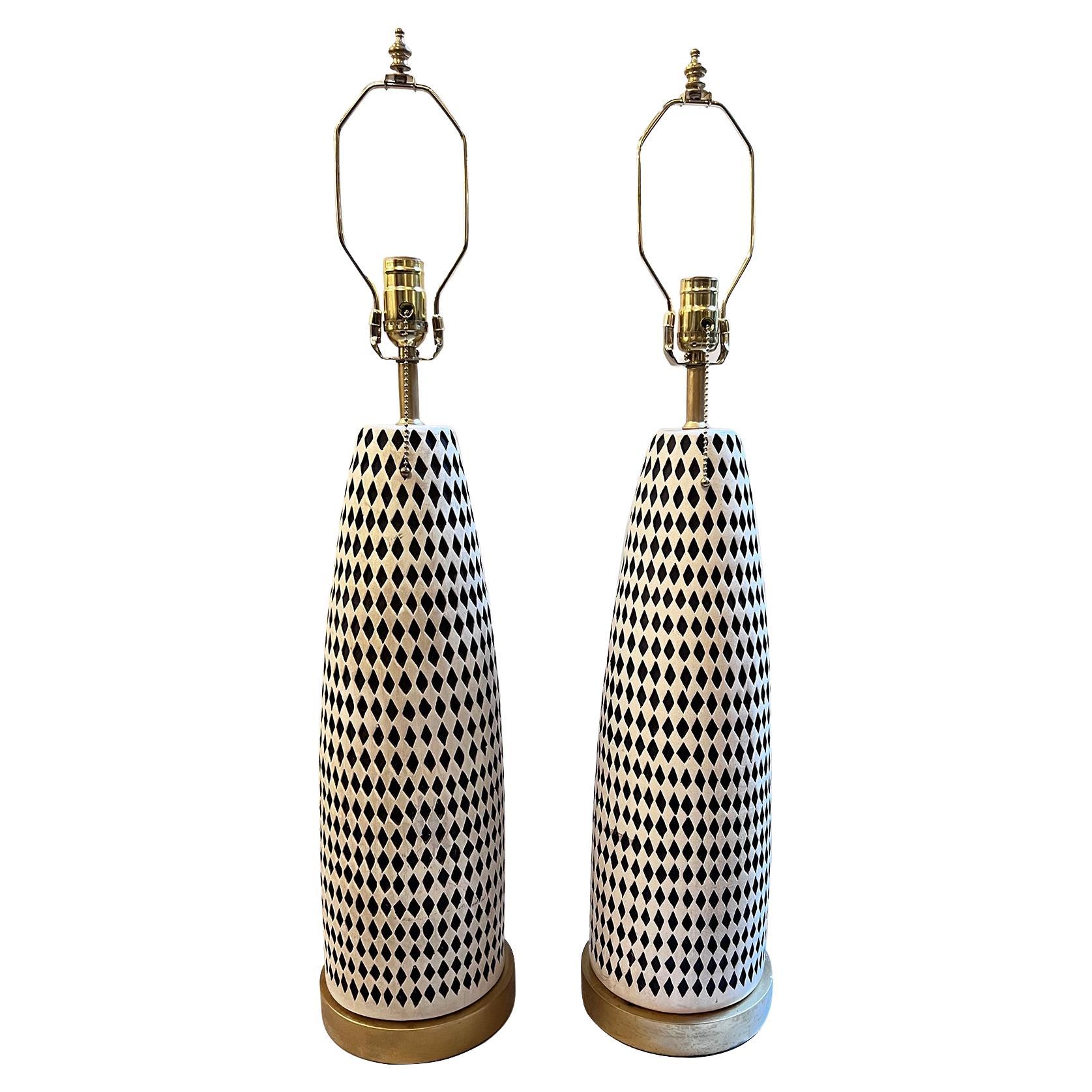 Pair of Midcentury Italian Ceramic Lamps For Sale