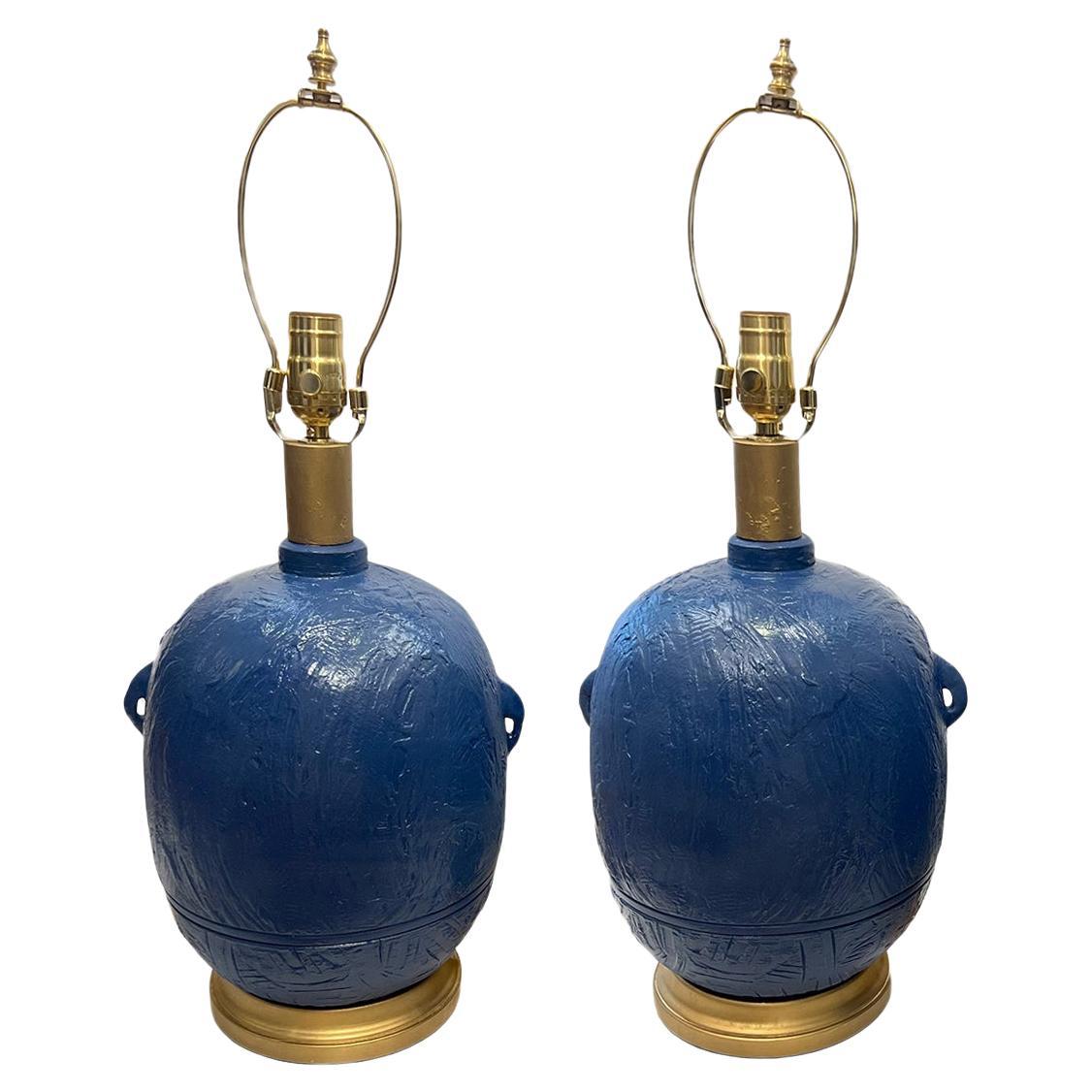 Paar italienische Keramiklampen aus der Jahrhundertmitte