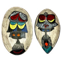 Pair of Midcentury Italian Figural Plates by Fidia 