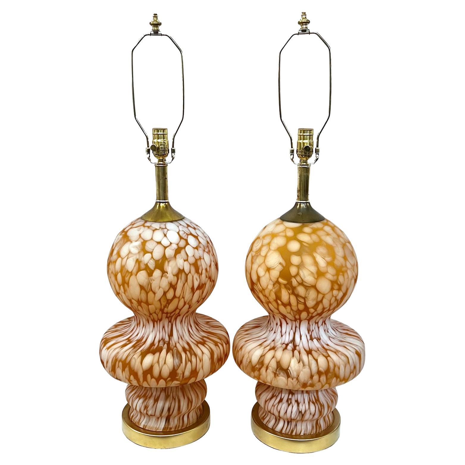 Pair of Midcentury Italian Glass Lamps For Sale