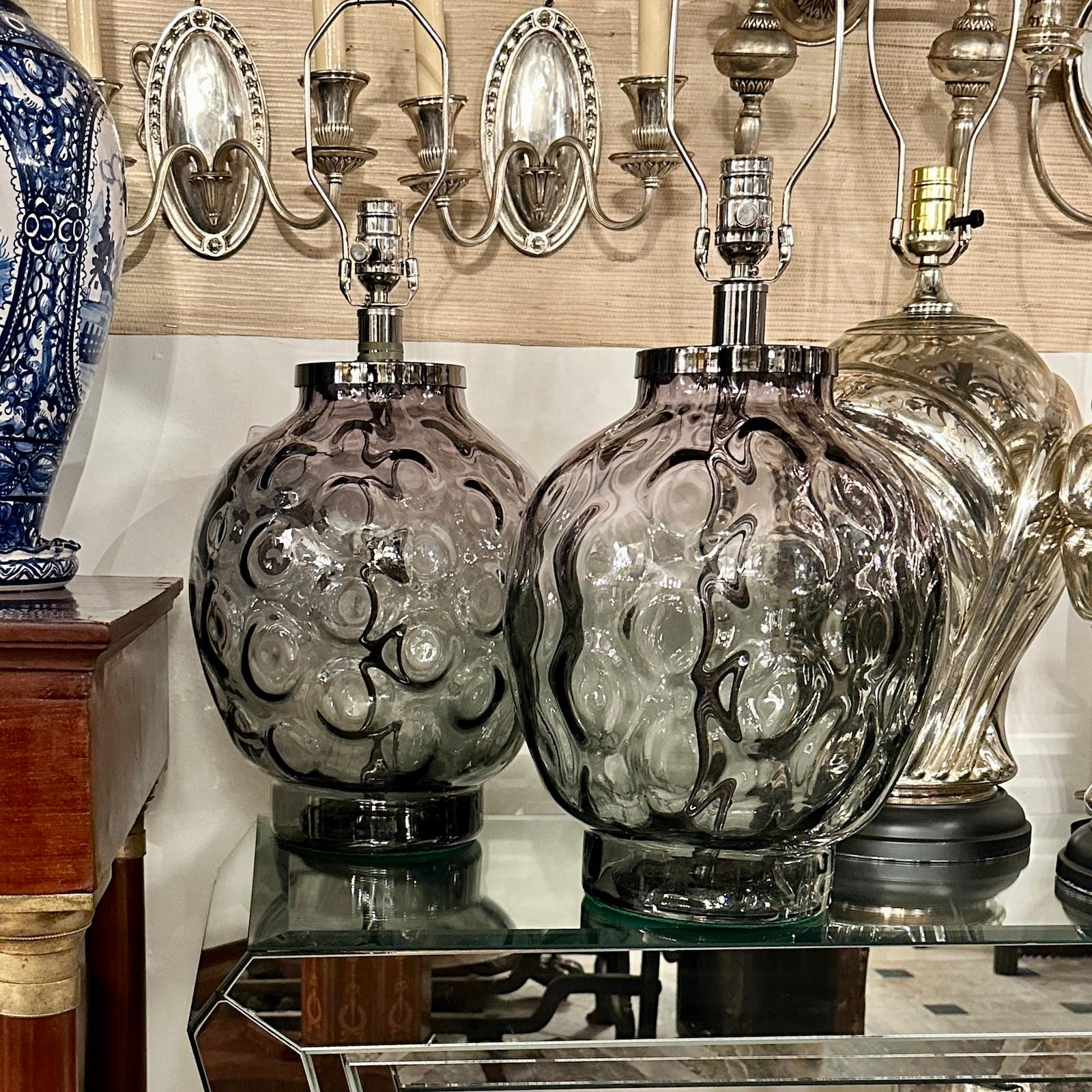 Paar italienische Glas-Tischlampen aus der Mitte des Jahrhunderts im Angebot 1