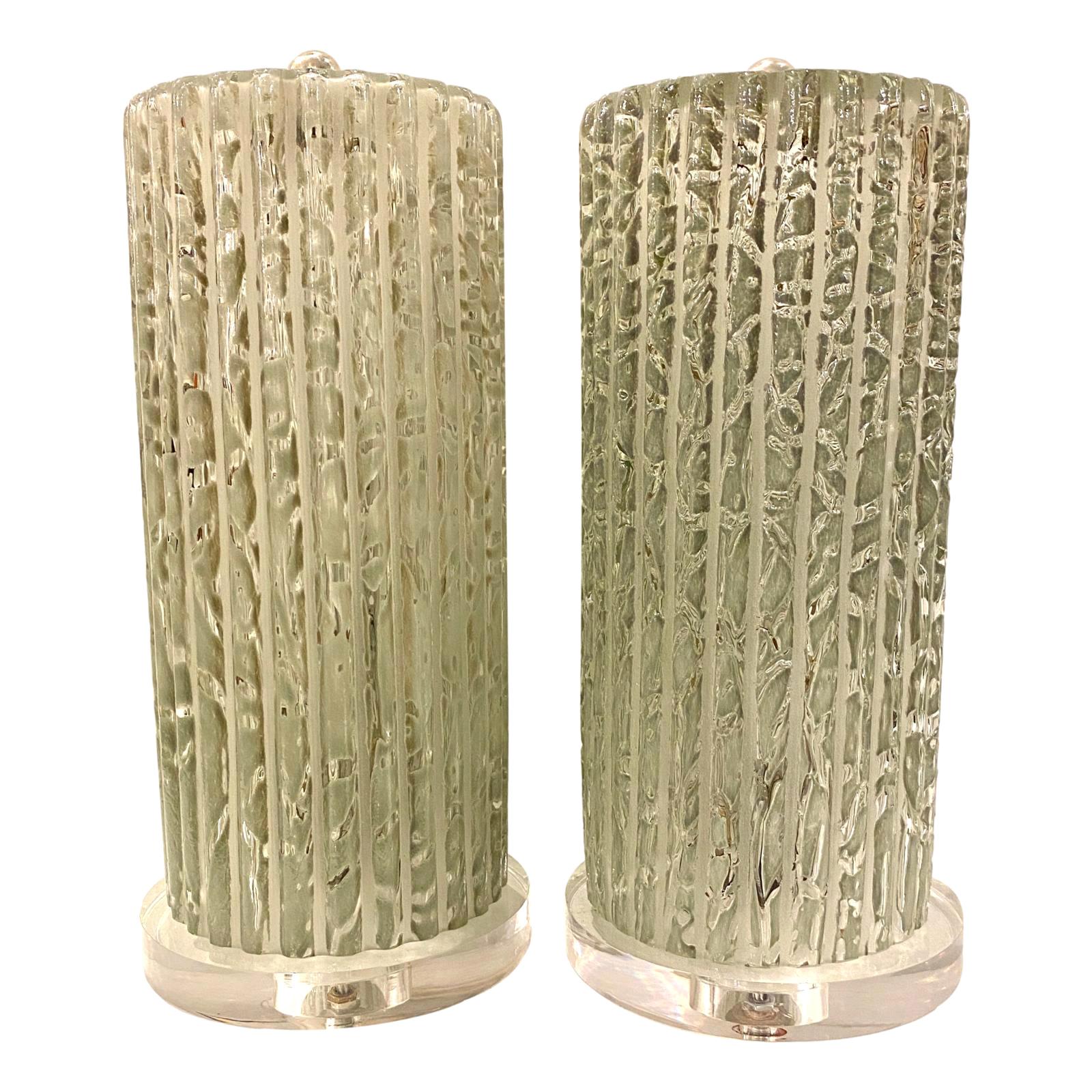 Paar italienische Glas-Tischlampen aus der Mitte des Jahrhunderts