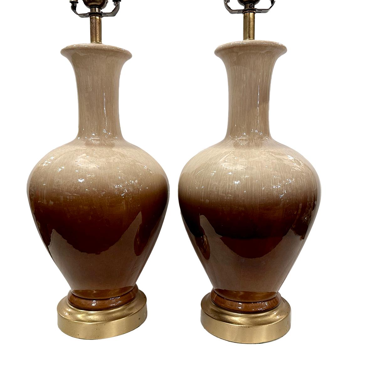 Glazed Pair of Midcentury Italian Lamps For Sale