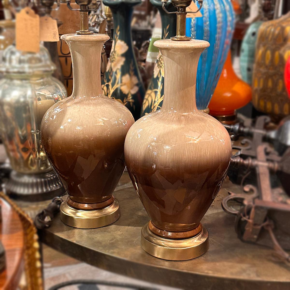 Porcelain Pair of Midcentury Italian Lamps For Sale