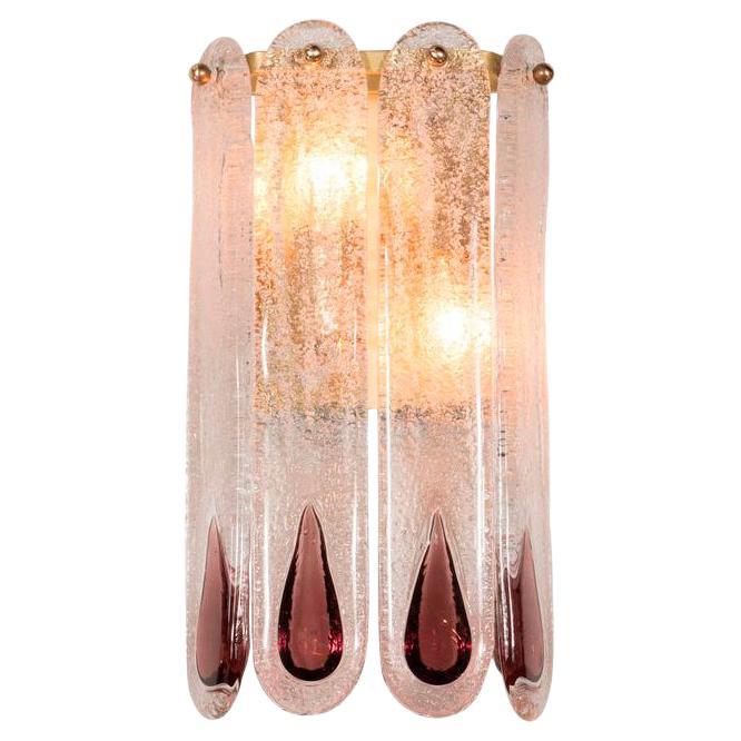 Pair of Midcentury Italian Lilac Murano Wall Lamps by Mazzega, 1970s 1