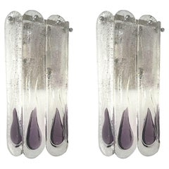 Pair of Midcentury Italian Lilac Murano Wall Sconces by Mazzega, 1970s