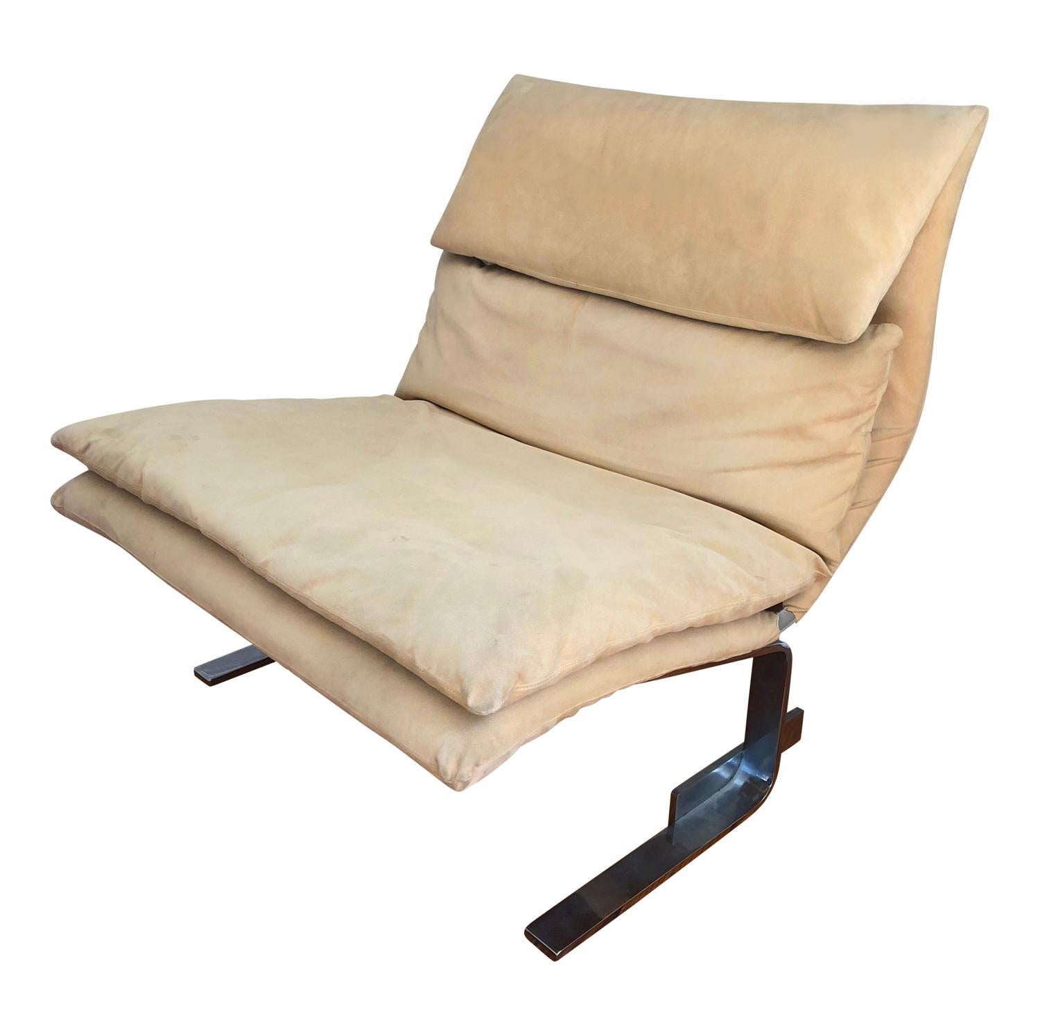 Pair of Midcentury Italian Modern Onda Slipper Lounge Chairs by Saporiti 2