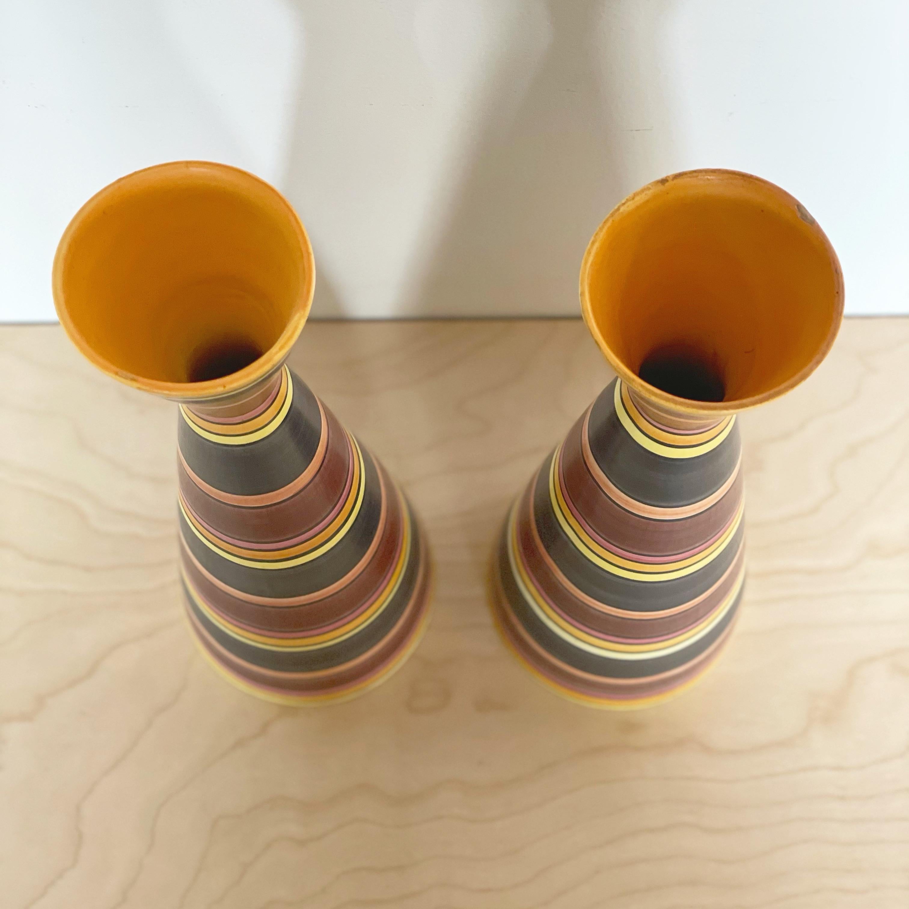 Ceramic Pair of Midcentury Italian Modernist Vases After Aldo Londi for Bitossi