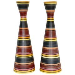 Pair of Midcentury Italian Modernist Vases After Aldo Londi for Bitossi