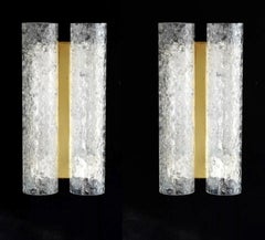 Paar italienische Murano-Glas-Messing-Wandleuchter mit zwei Lichtern, 1970er Jahre, aus der Mitte des Jahrhunderts