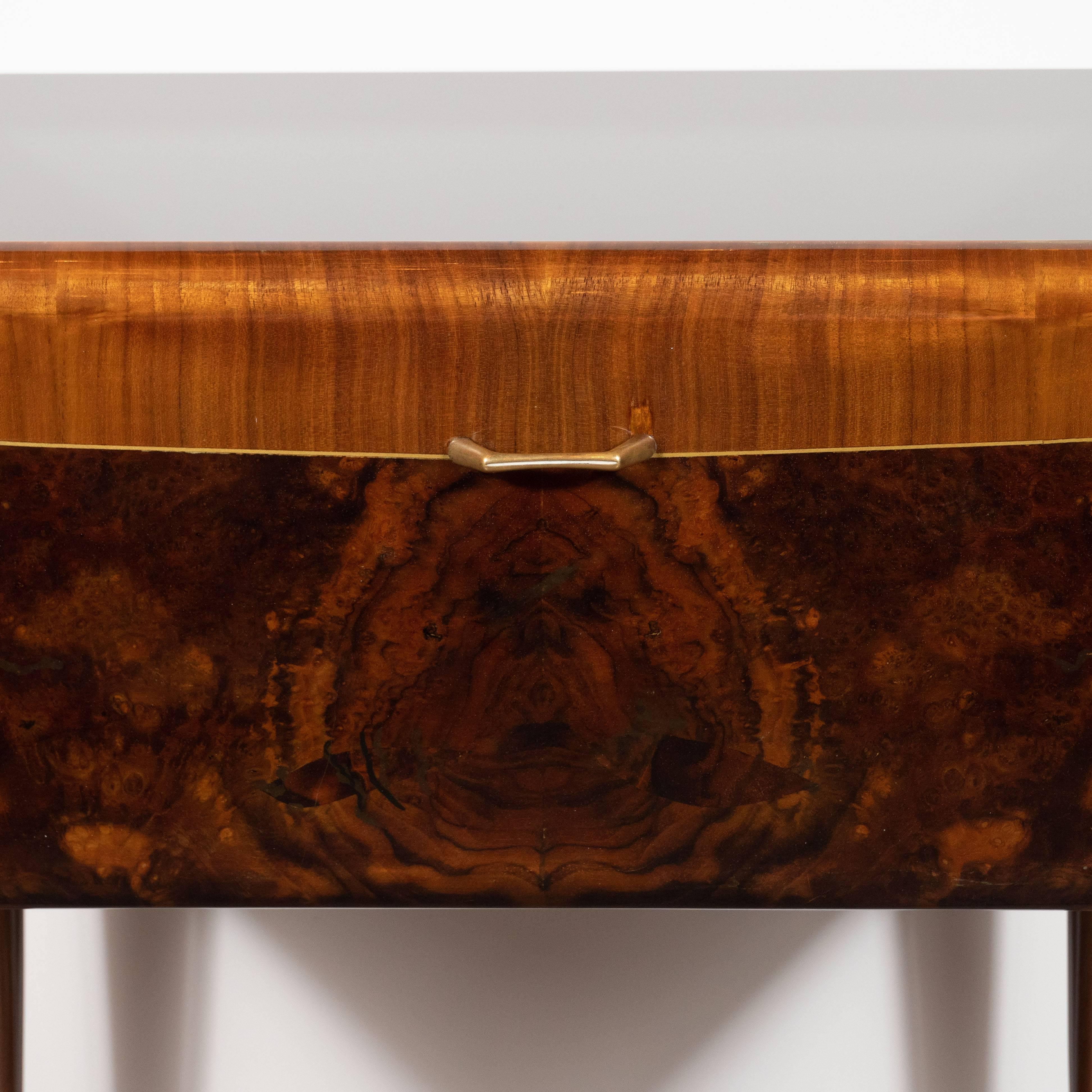 Mid-Century Modern Pair of Midcentury Italian Nightstands/End Tables in Exotic Bookmatched Wood