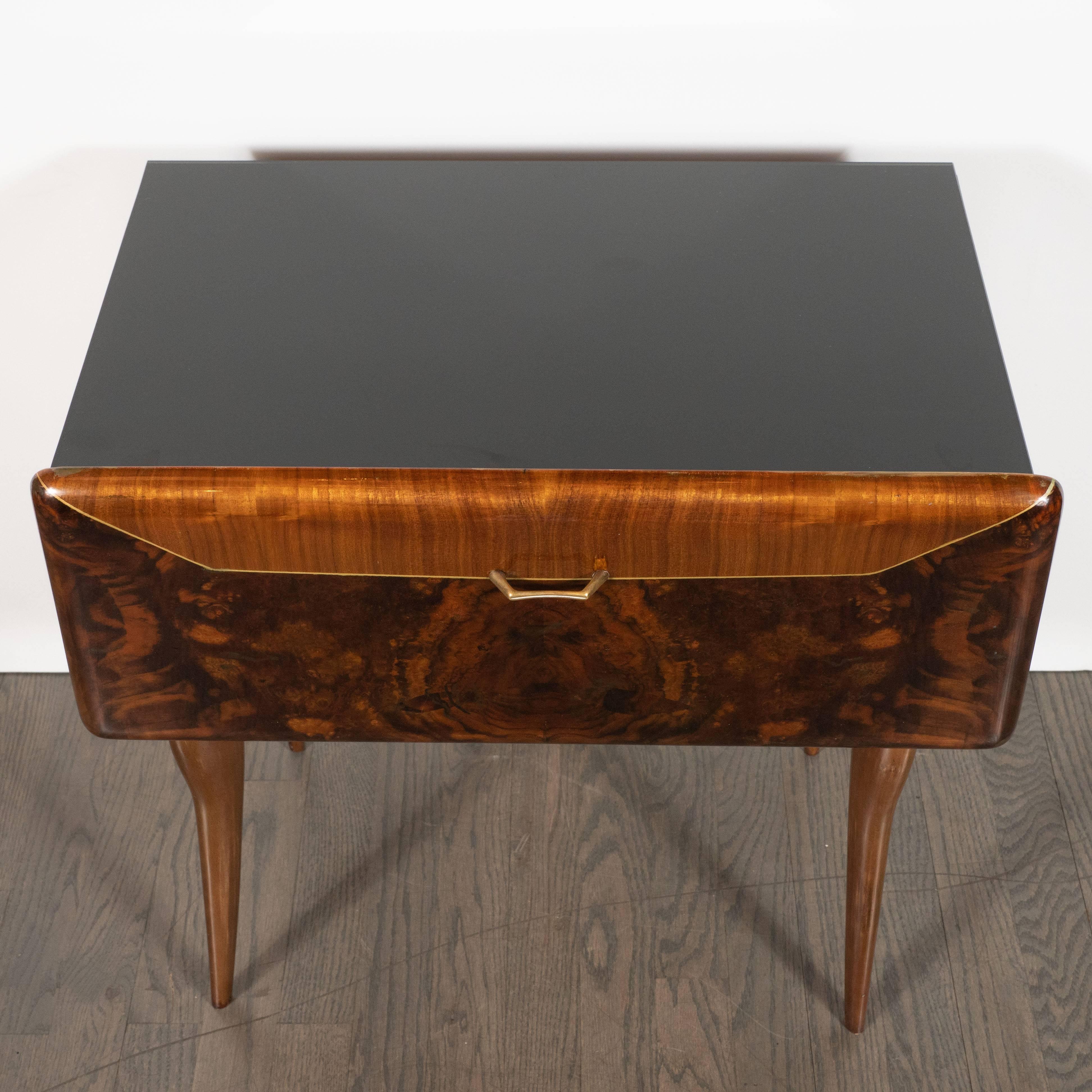 Mid-20th Century Pair of Midcentury Italian Nightstands/End Tables in Exotic Bookmatched Wood