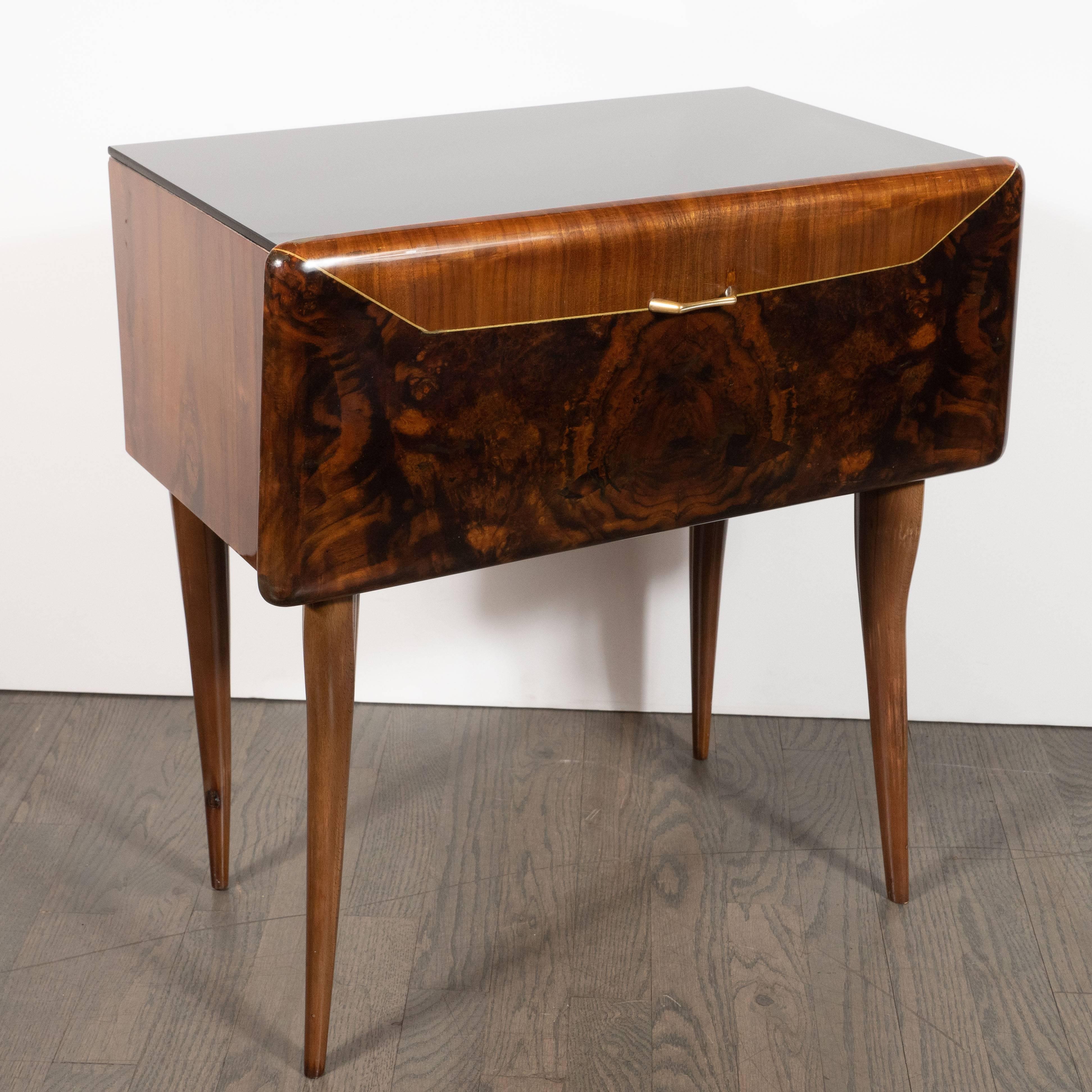Pair of Midcentury Italian Nightstands/End Tables in Exotic Bookmatched Wood 1