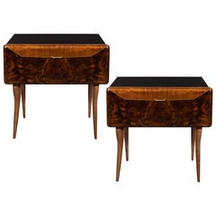 Vintage Pair of Midcentury Italian Nightstands/End Tables in Exotic Bookmatched Wood