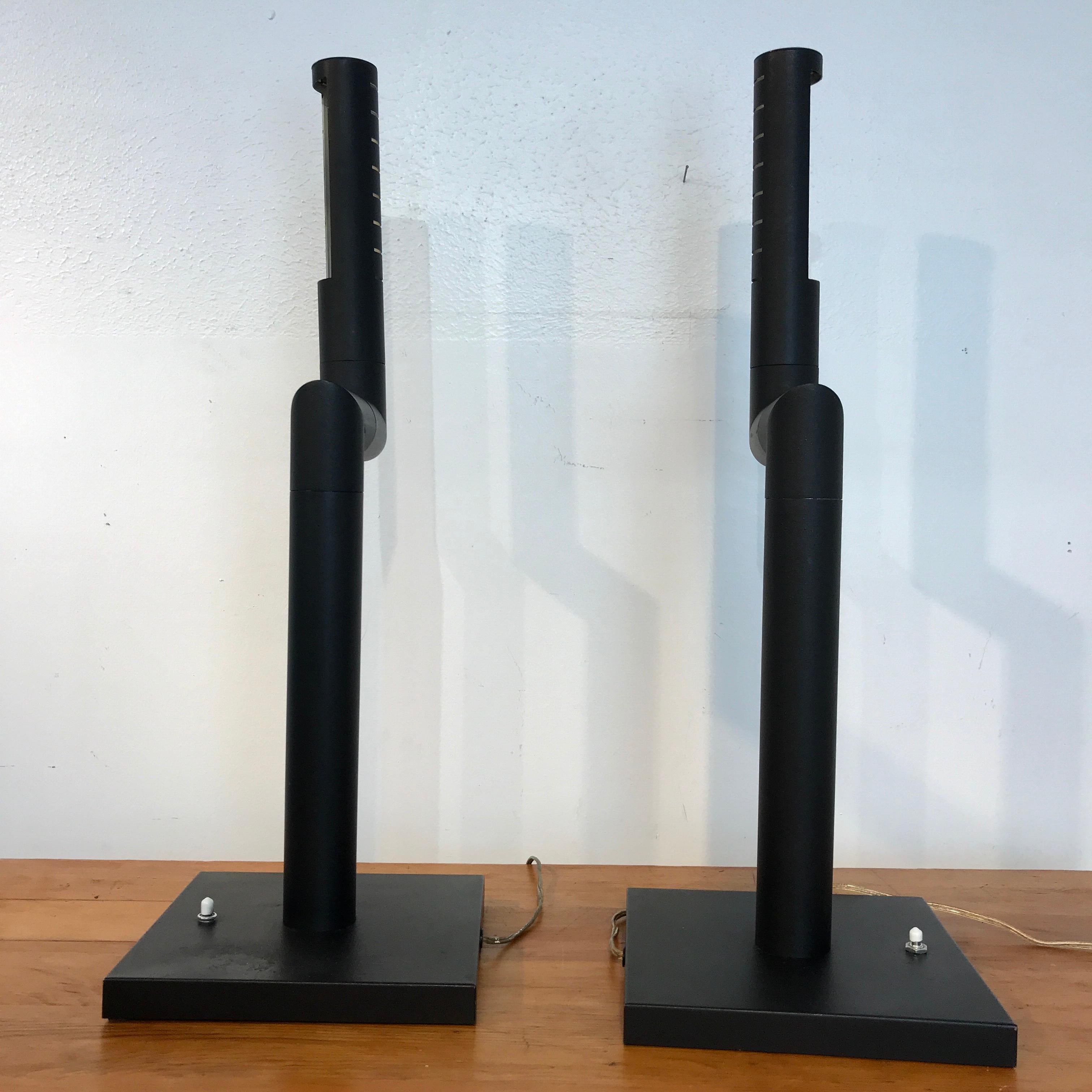 Blackened Pair of Midcentury Italian Periscope Desk Lamps