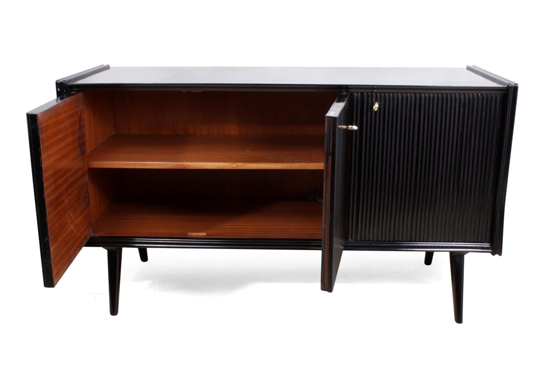 Pair of Midcentury Italian Piano Lacquer Sideboards 1