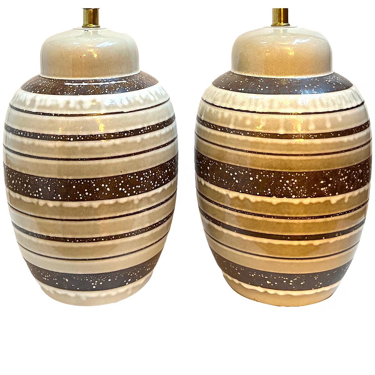 Pair of circa 1960's Italian striped table lamps.

Measurements:
Height of body: 15.5
