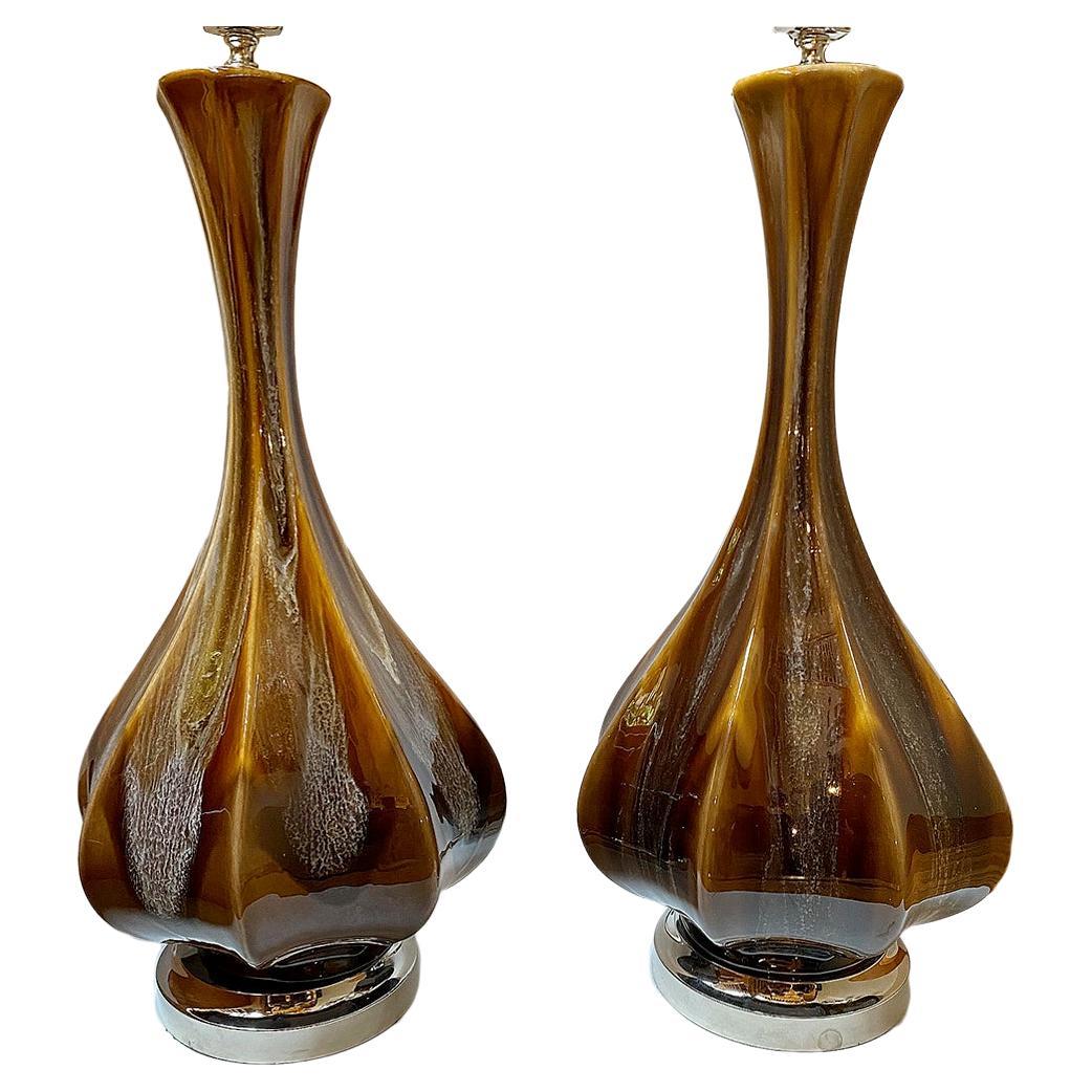 Pair of Midcentury Italian Porcelain Lamps For Sale