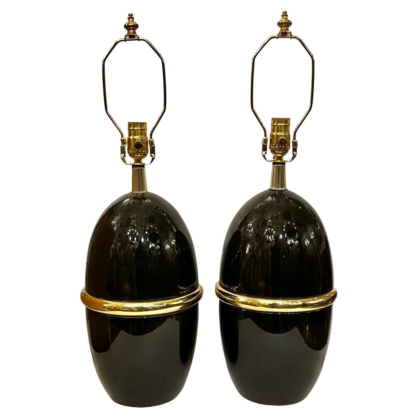 Pair of Midcentury Italian Porcelain Lamps For Sale