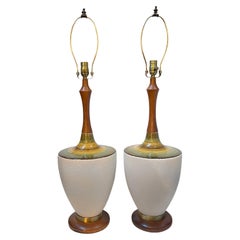Paar italienische Porzellanlampen aus der Jahrhundertmitte