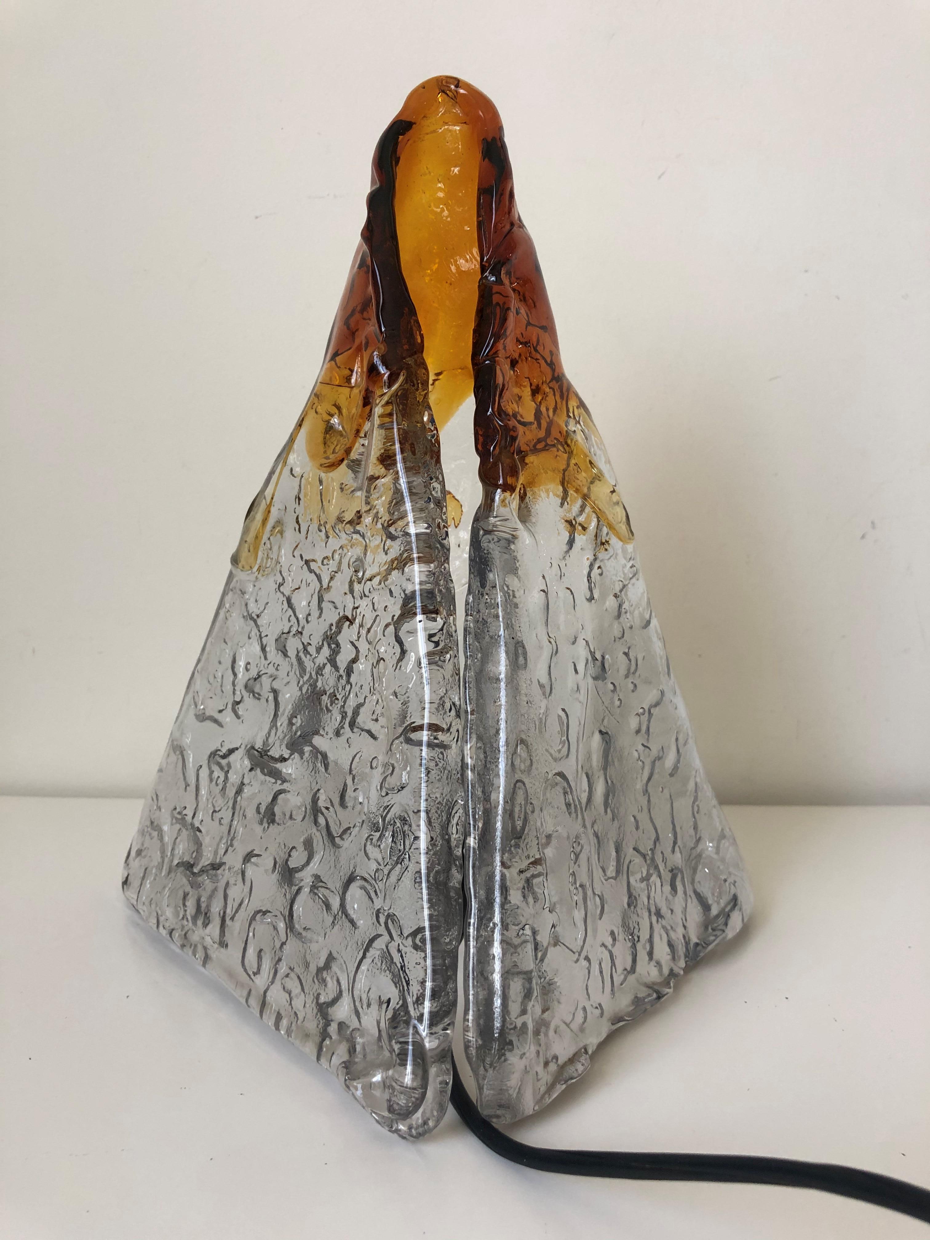 Pair of Midcentury Italian Pyramid Murano Table Lamps by Mazzega, 1970s For Sale 4