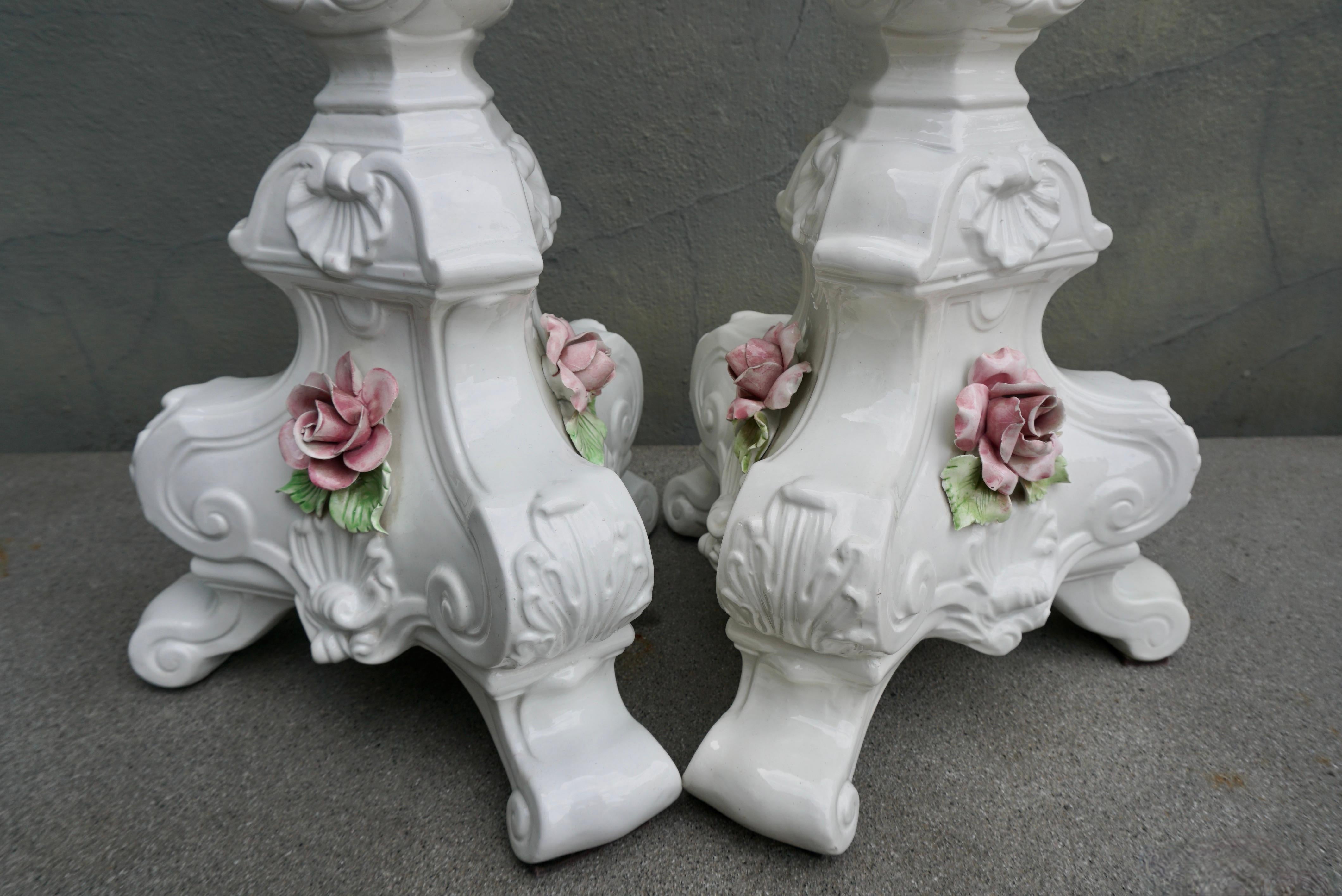 Paire de lampes italiennes de style rococo du milieu du siècle dernier en vente 2