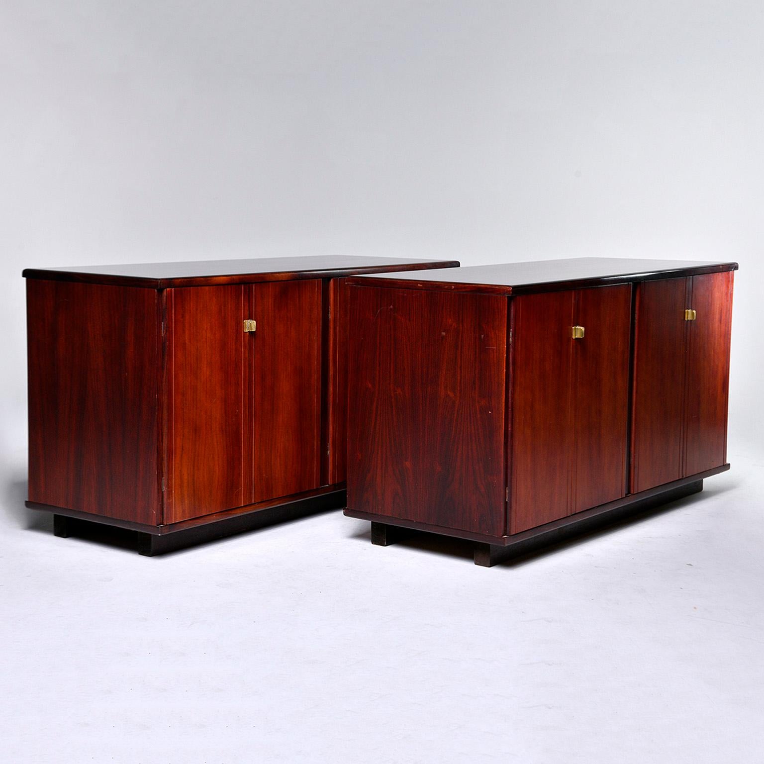 Mid-Century Modern Pair of Midcentury Italian Rosewood Cabinets With Ebony Detailing For Sale