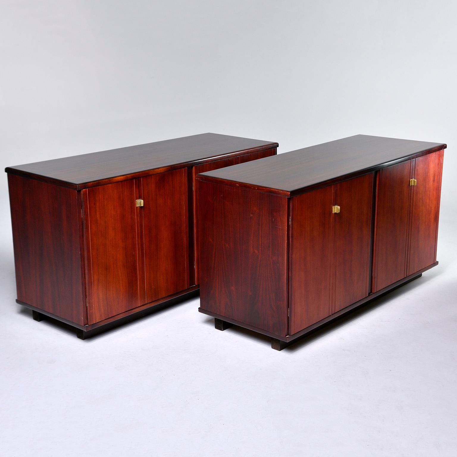 Pair of Midcentury Italian Rosewood Cabinets With Ebony Detailing In Good Condition For Sale In Troy, MI