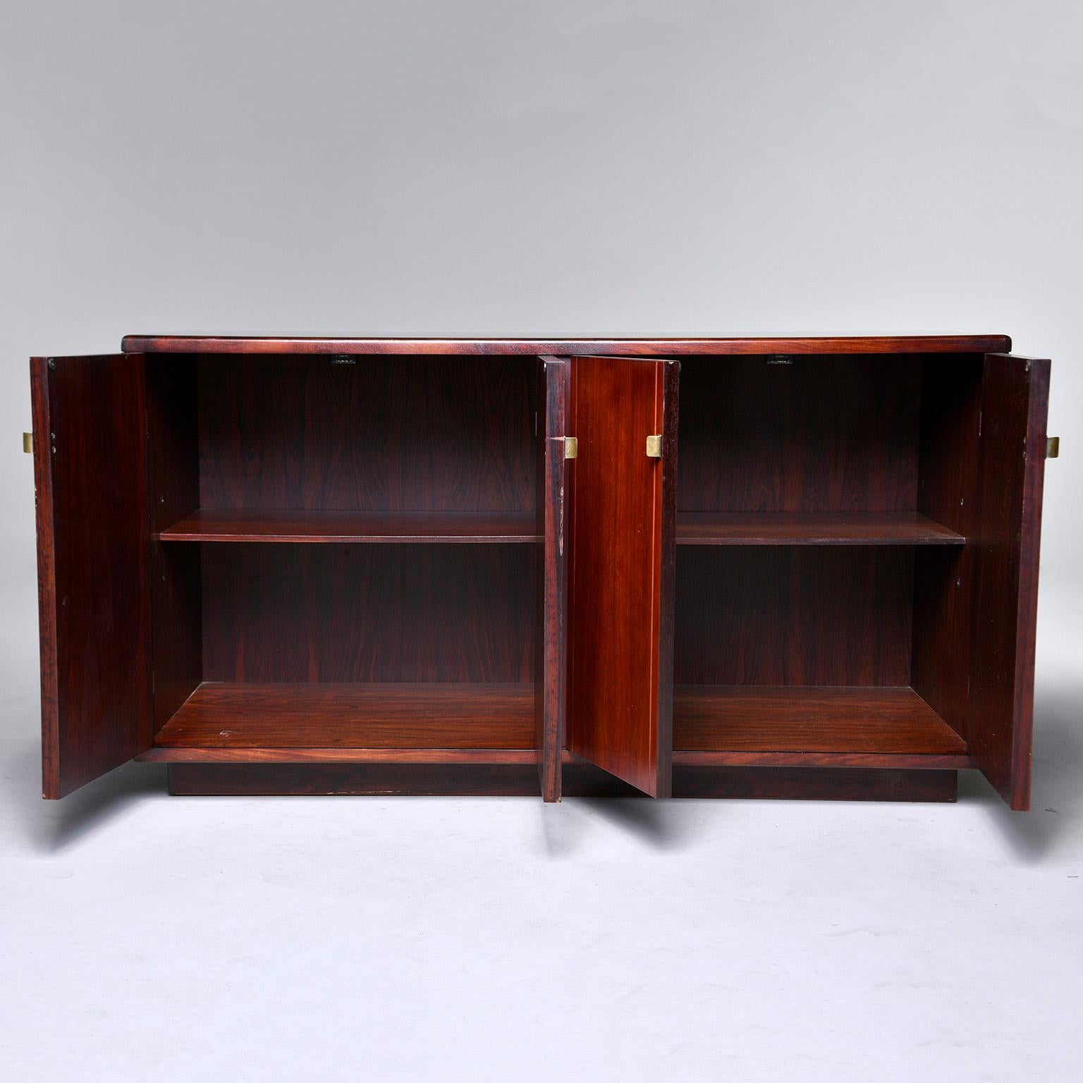 Pair of Midcentury Italian Rosewood Cabinets With Ebony Detailing For Sale 1