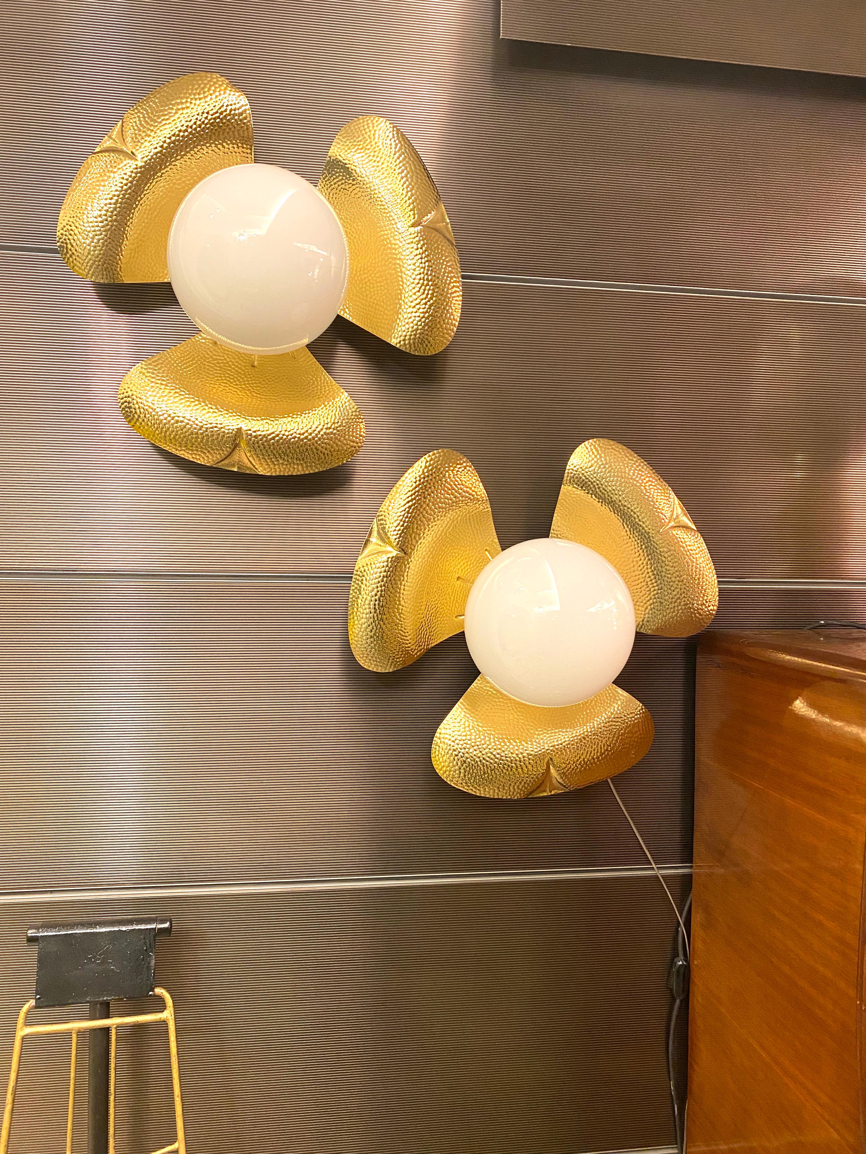 Pair of Midcentury Italian Sconces or Ceiling Lights in the Manner of T. Barbi For Sale 1